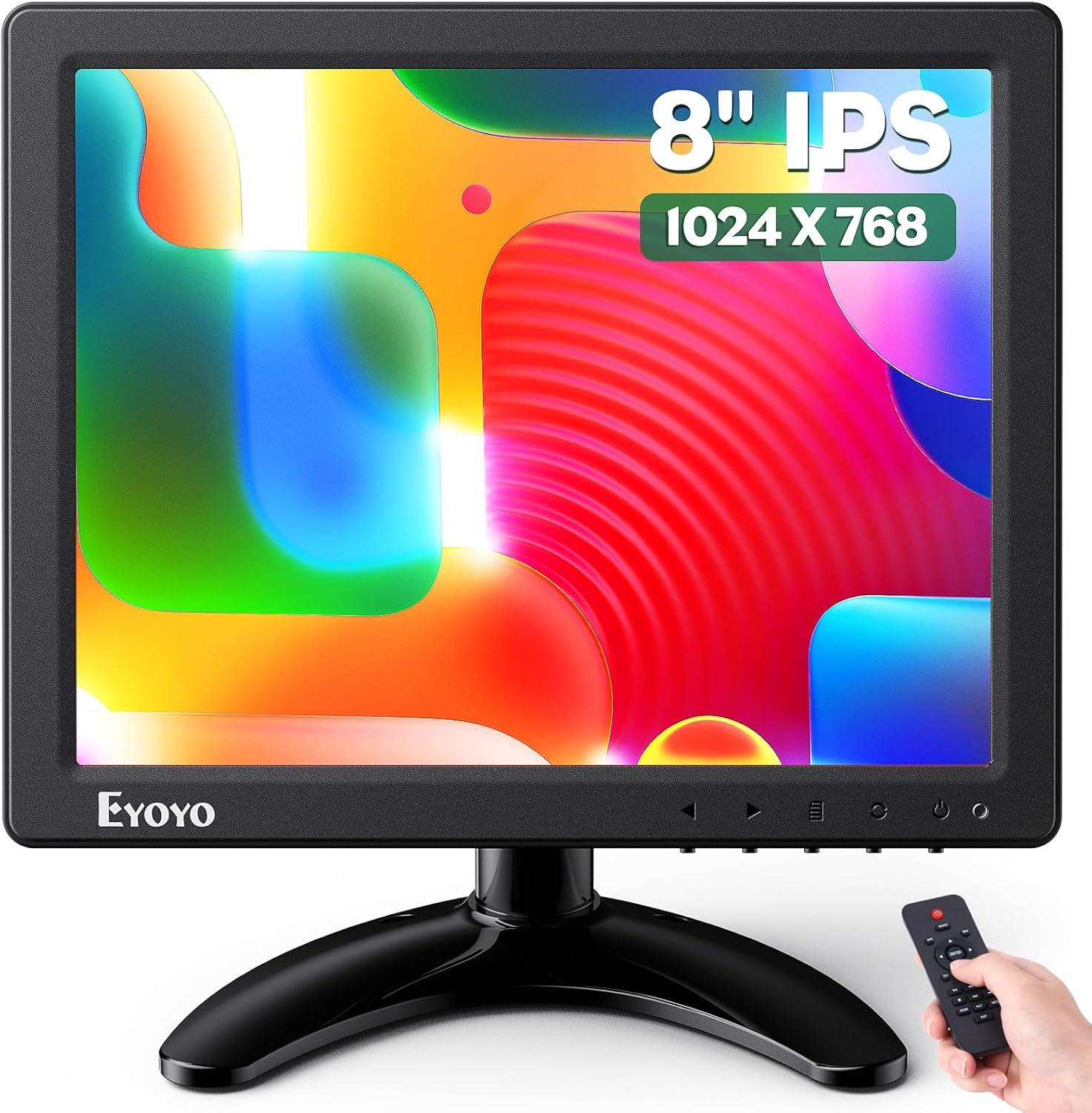 8 Inch Small Monitor, 1024X768 4:3 IPS Mini Security Camera Monitor Screen Suppo