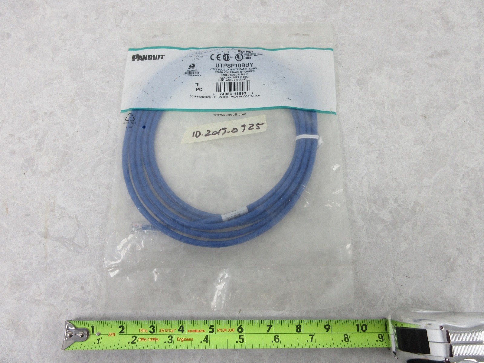 PANDUIT UTPSP10BUY, UTP PATCH CORD, 10FT, IA0259
