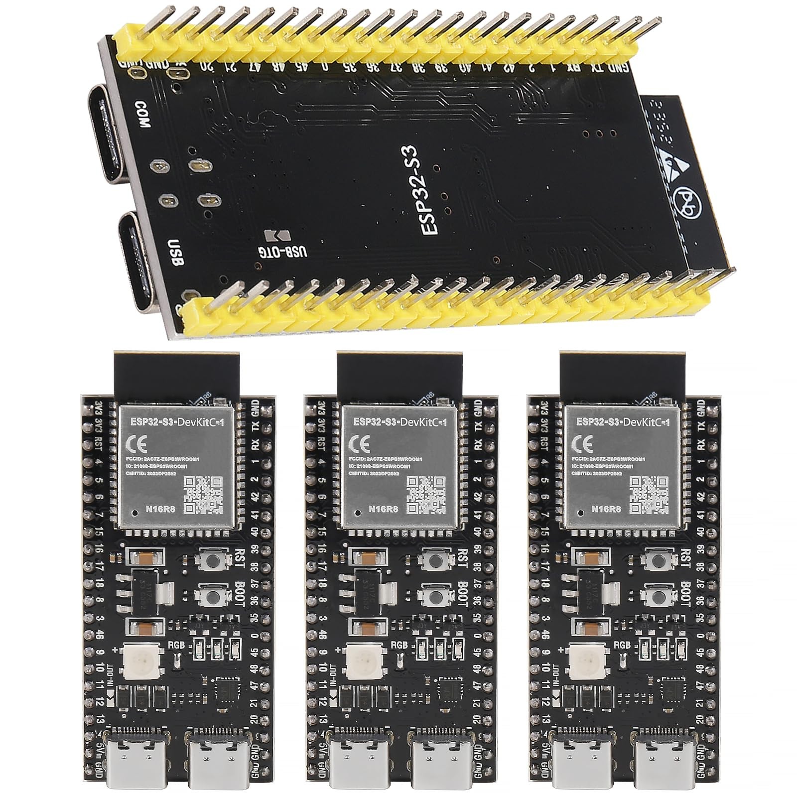4 PCS ESP32S3DevKitC1N16R8 Development Board WiFi Bluetooth MCU Module IO