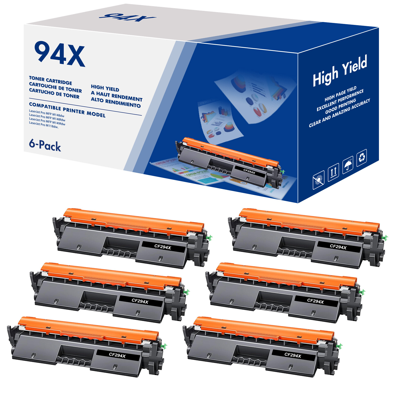 CF294X 94X CF294A 94A Toner Cartridge for HP LaserJet Pro MFP M148fdw M148dw Lot