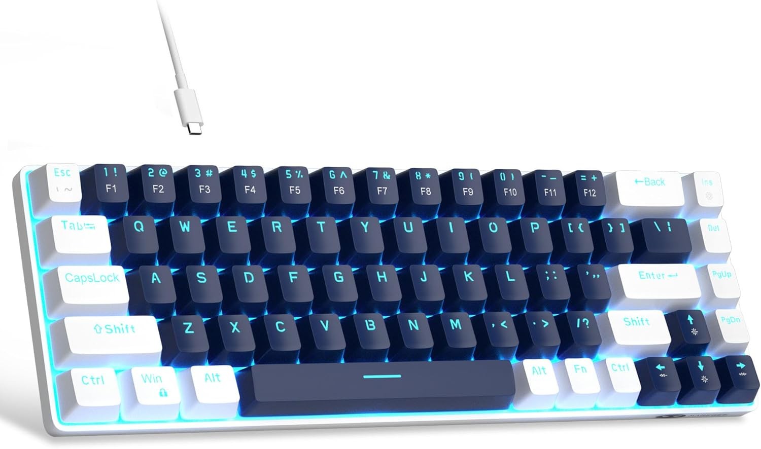 MageGee Portable 60% Mechanical Gaming Keyboard, MK-Box LED Blue/Blue Switch 