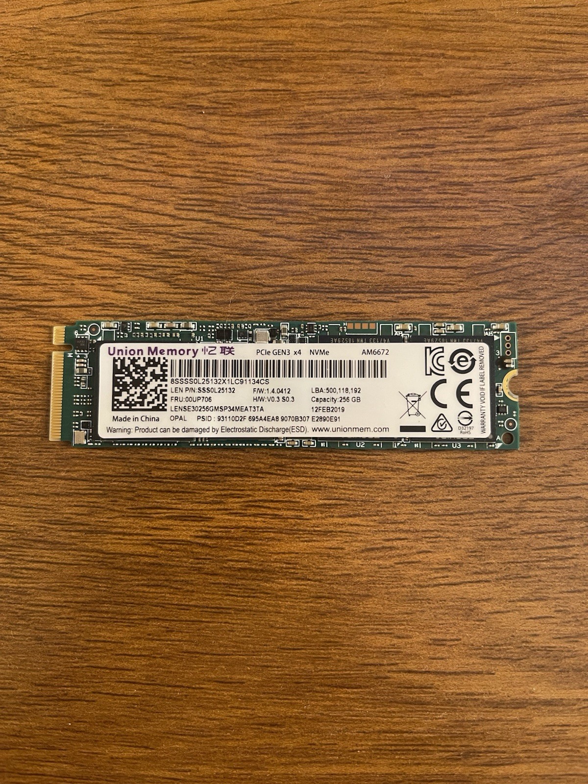 Union Memory 256GB NVMe M.2 Solid State Drive RPIRJ256VME2MWD PCIe Gen3