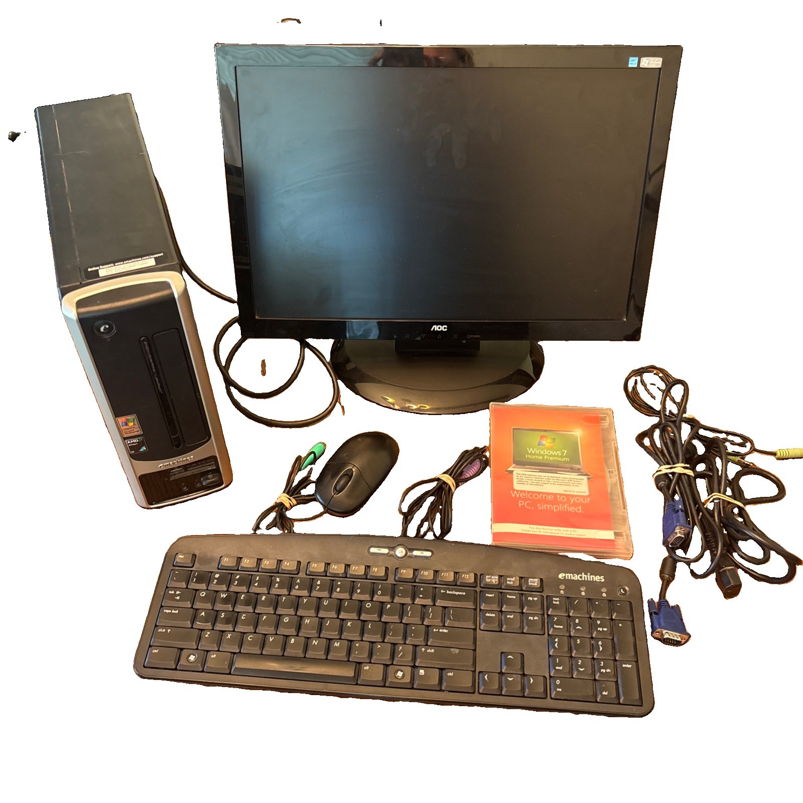eMachines EL1120-05w Desktop PC + Monitor AMD Athlon 64 Windows 7 And XP Codes