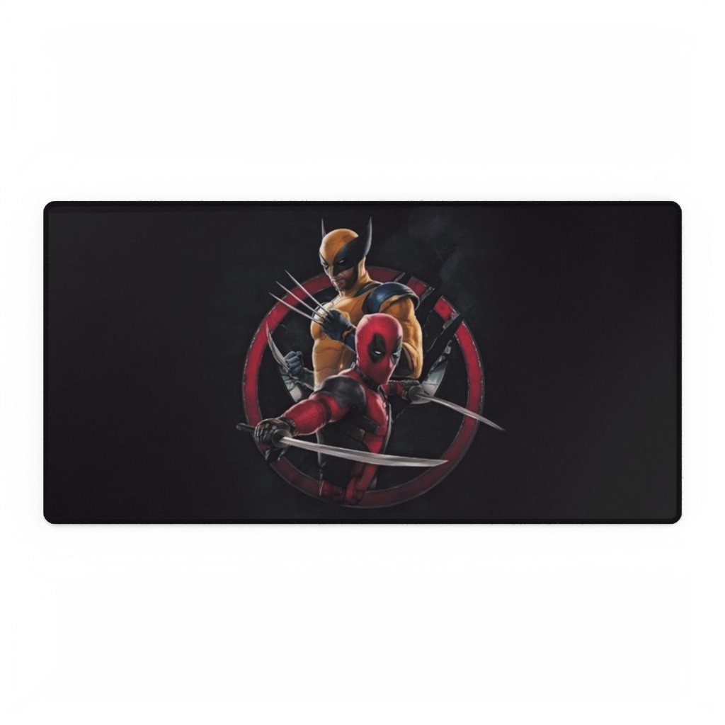 Deadpool And Wolverine Circular Emblem Battle Ready Mouse Pad Desk Mats Marvel