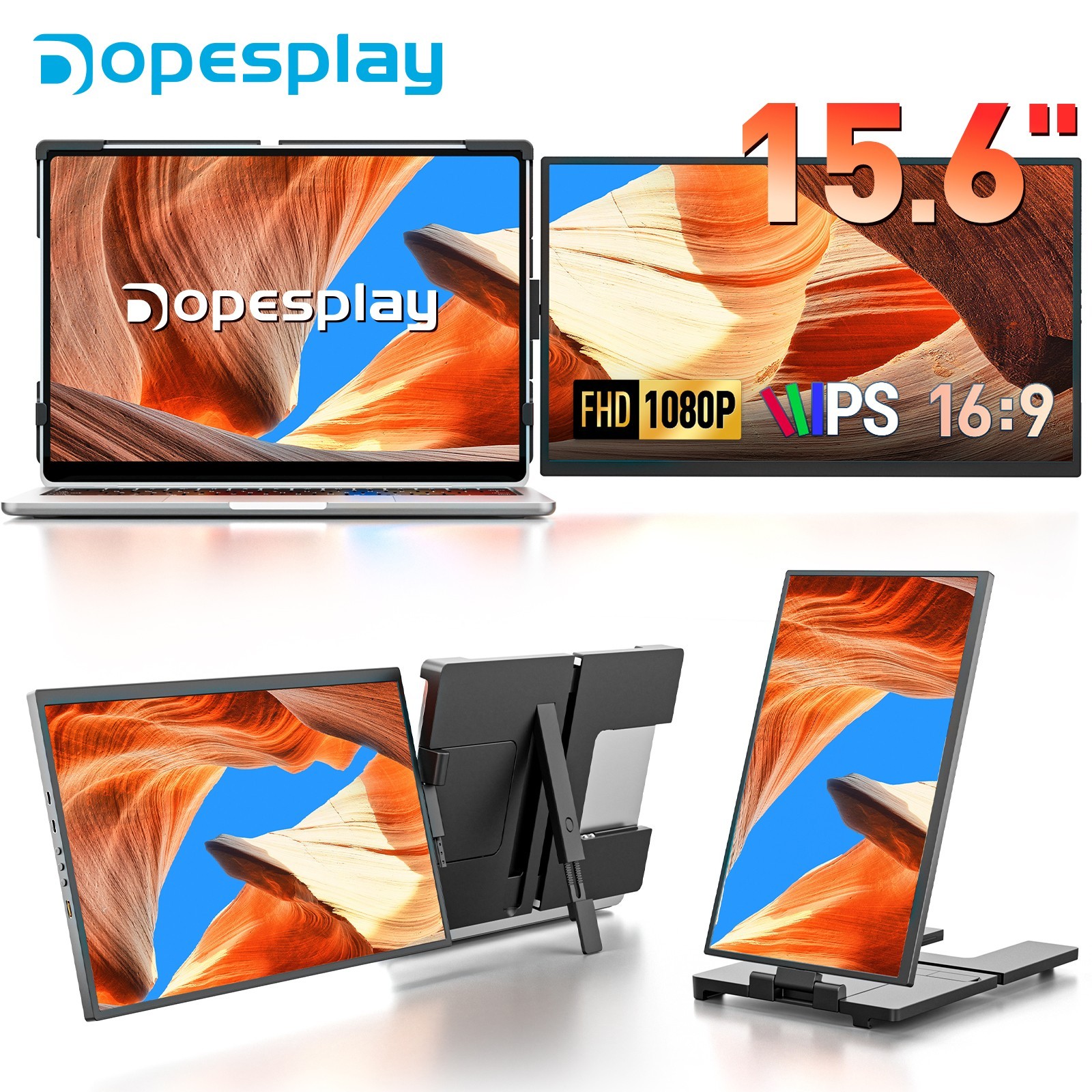 15.6" Laptop Screen Extender Portable Monitor 1080P PC Phone PS4/5 NS for 13-17"