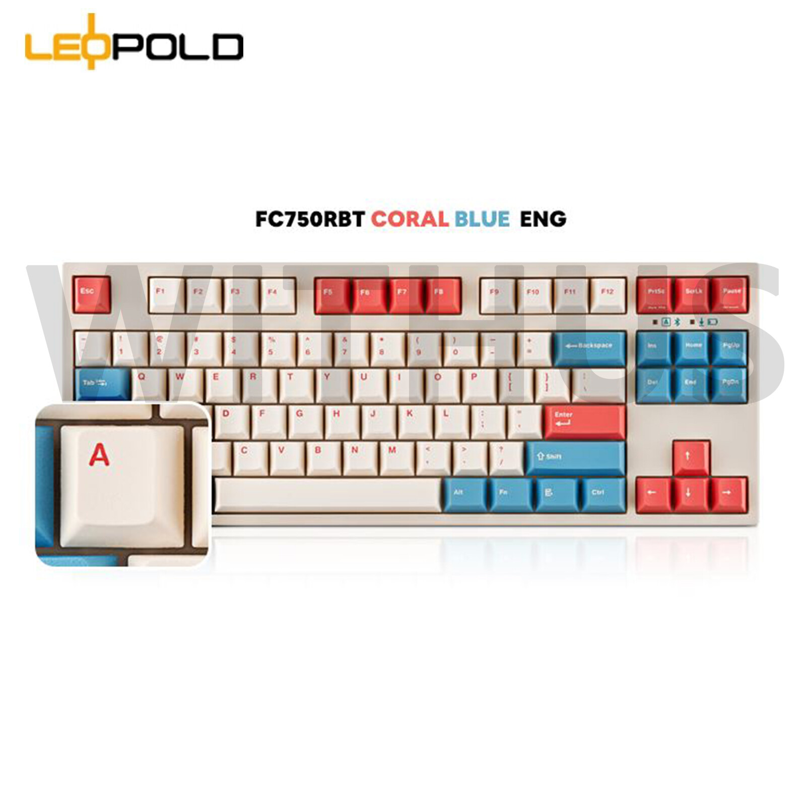Leopold FC750RBT Coral Blue USB Type C & Bluetooth Keyboard - ENG,KOR-Tracking=
