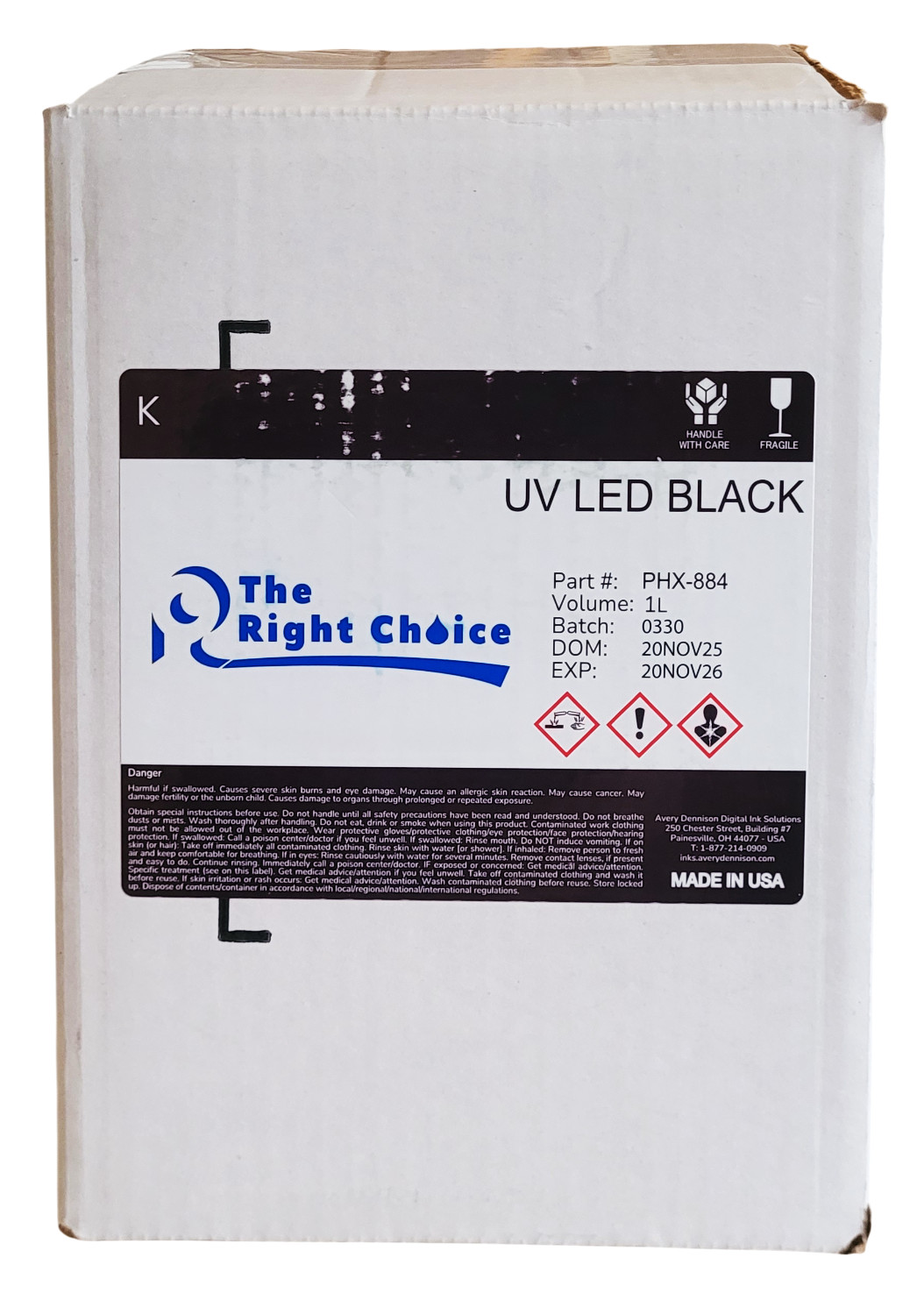 The Right Choice PHX-884 UV Black 1L Digital Ink 4 Bottles Per Box Exp: 11-2026