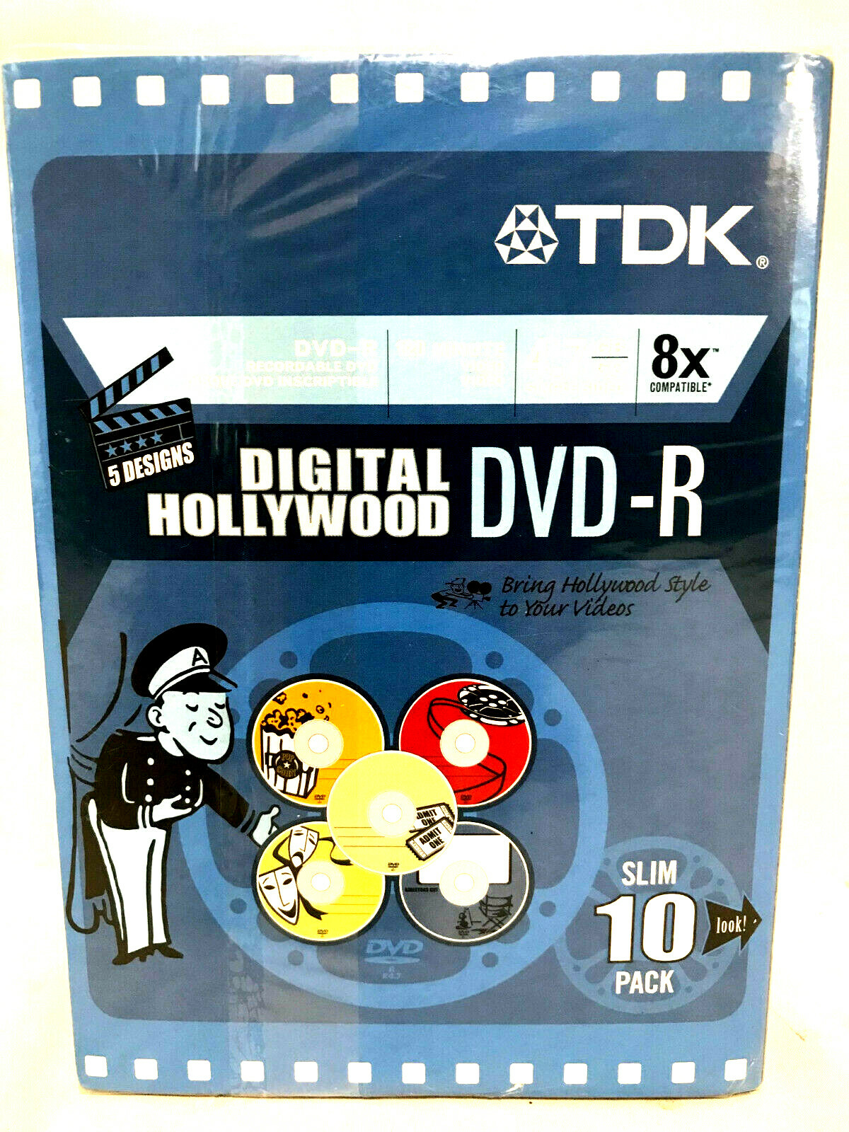TDK Digital Hollywood DVD-R Slim 10 Pack 4.7GB 8X