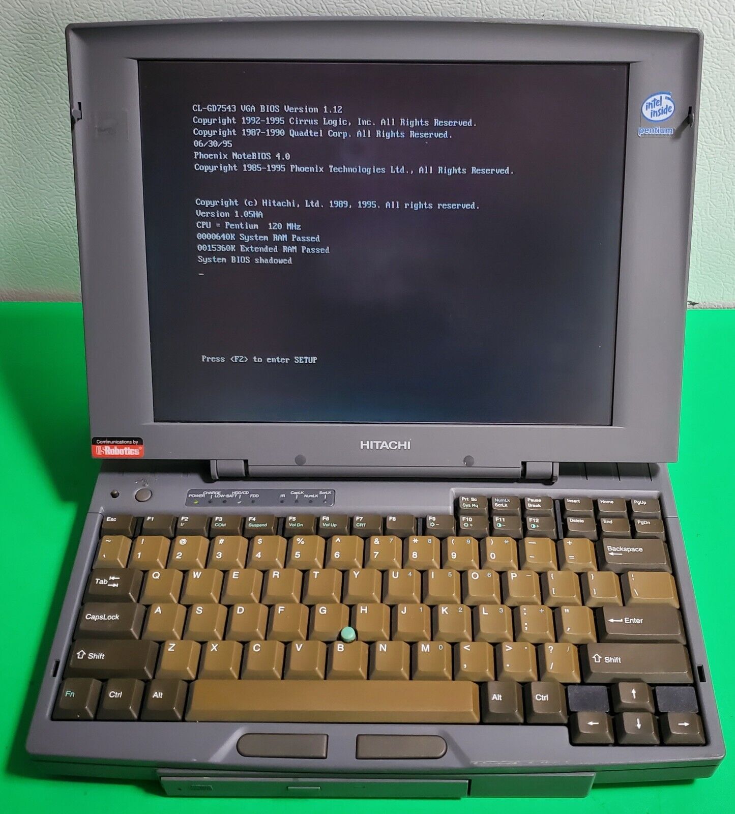 Vintage Hitachi Notebook M-1200 Laptop Computer Rare Retro - Powers on