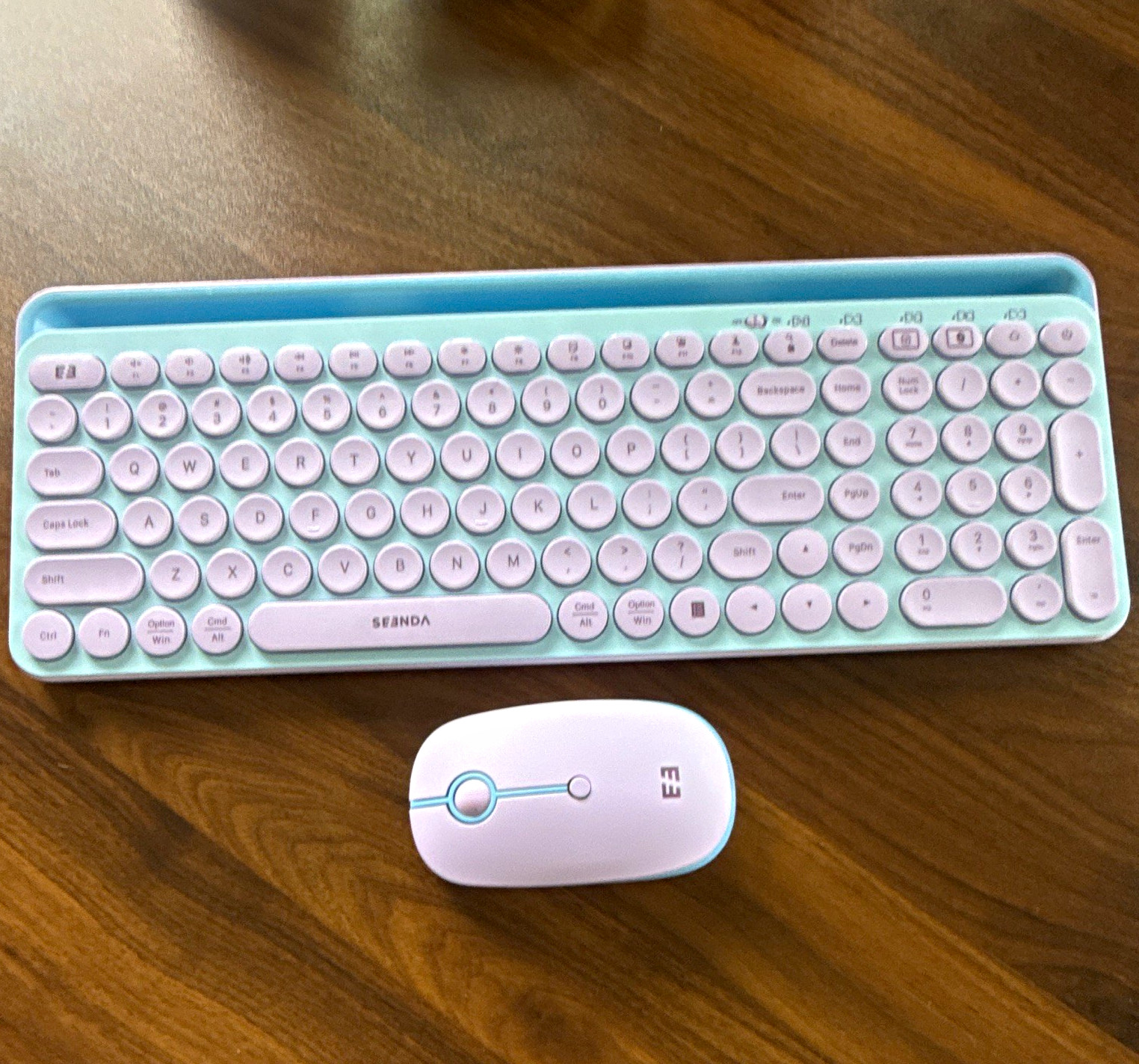SEENDA Wireless Slim Keyboard Mouse Bundle Multimedia Keys CTU-301 Blue/Purple