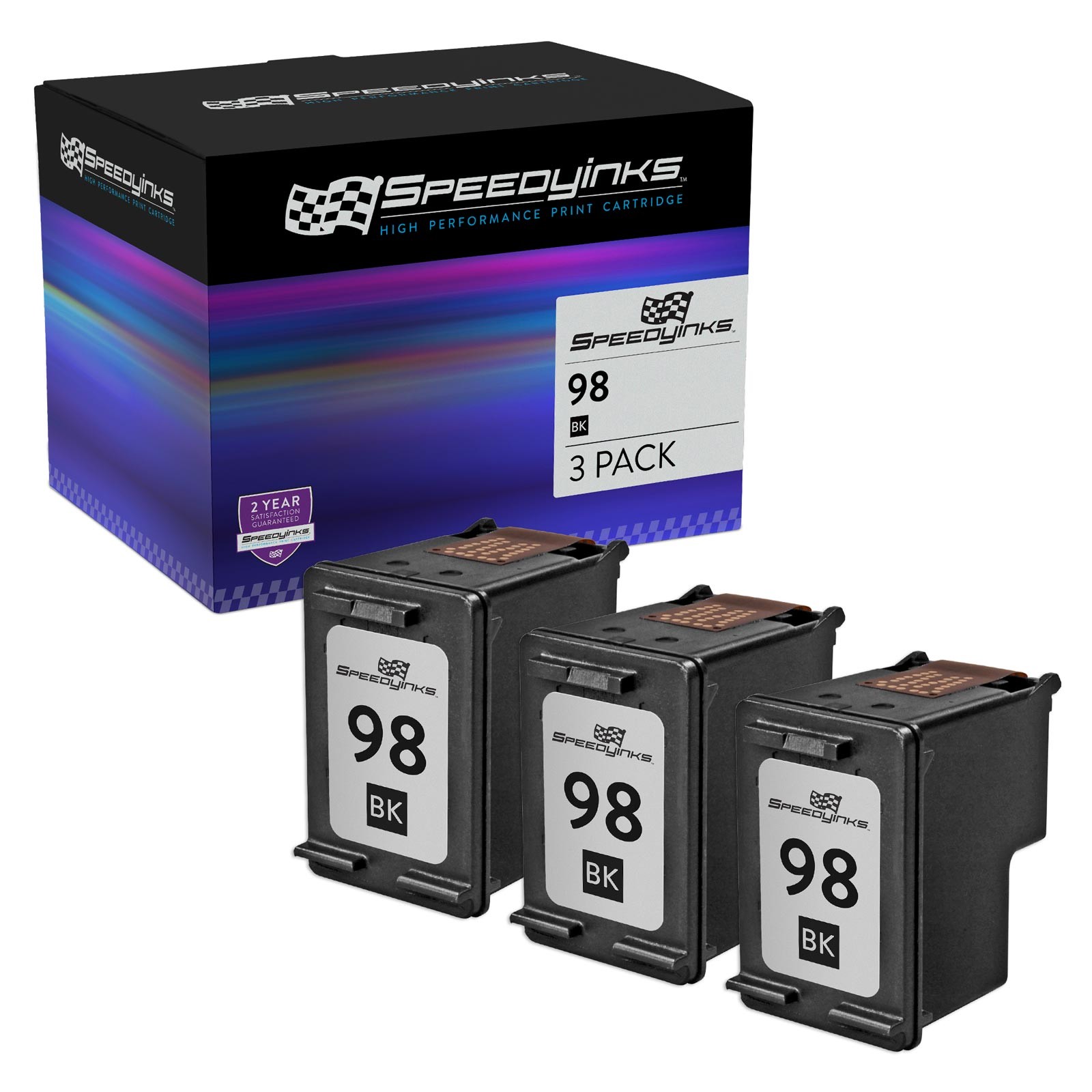 3 Pack Reman for Hewlett Packard HP 98 / C9364WN Vivera Black Ink Cartridge