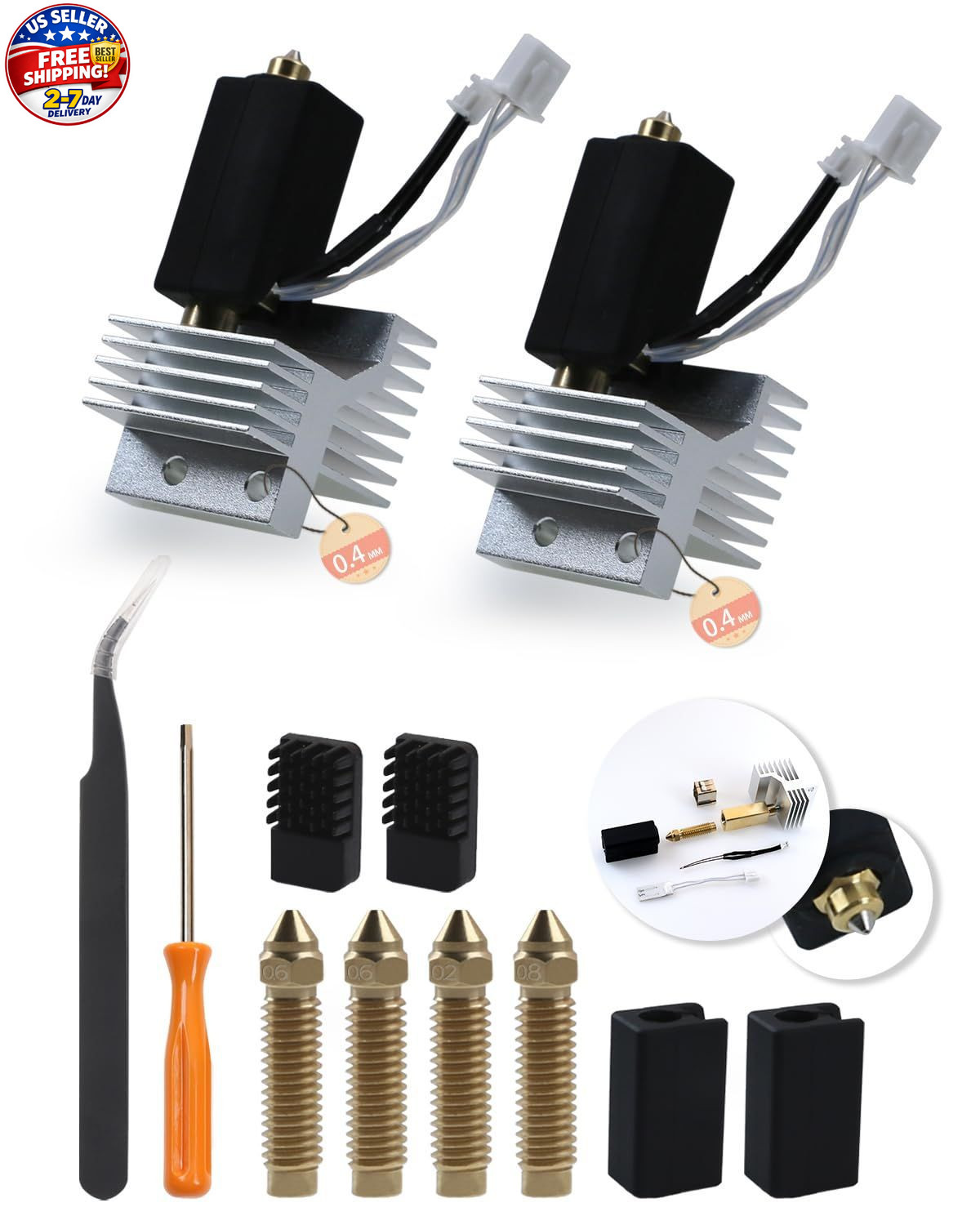 2Pack 0.4mm Ceramic Hotend Kit for Elegoo Centauri Carbon, 15% Faster Heating...