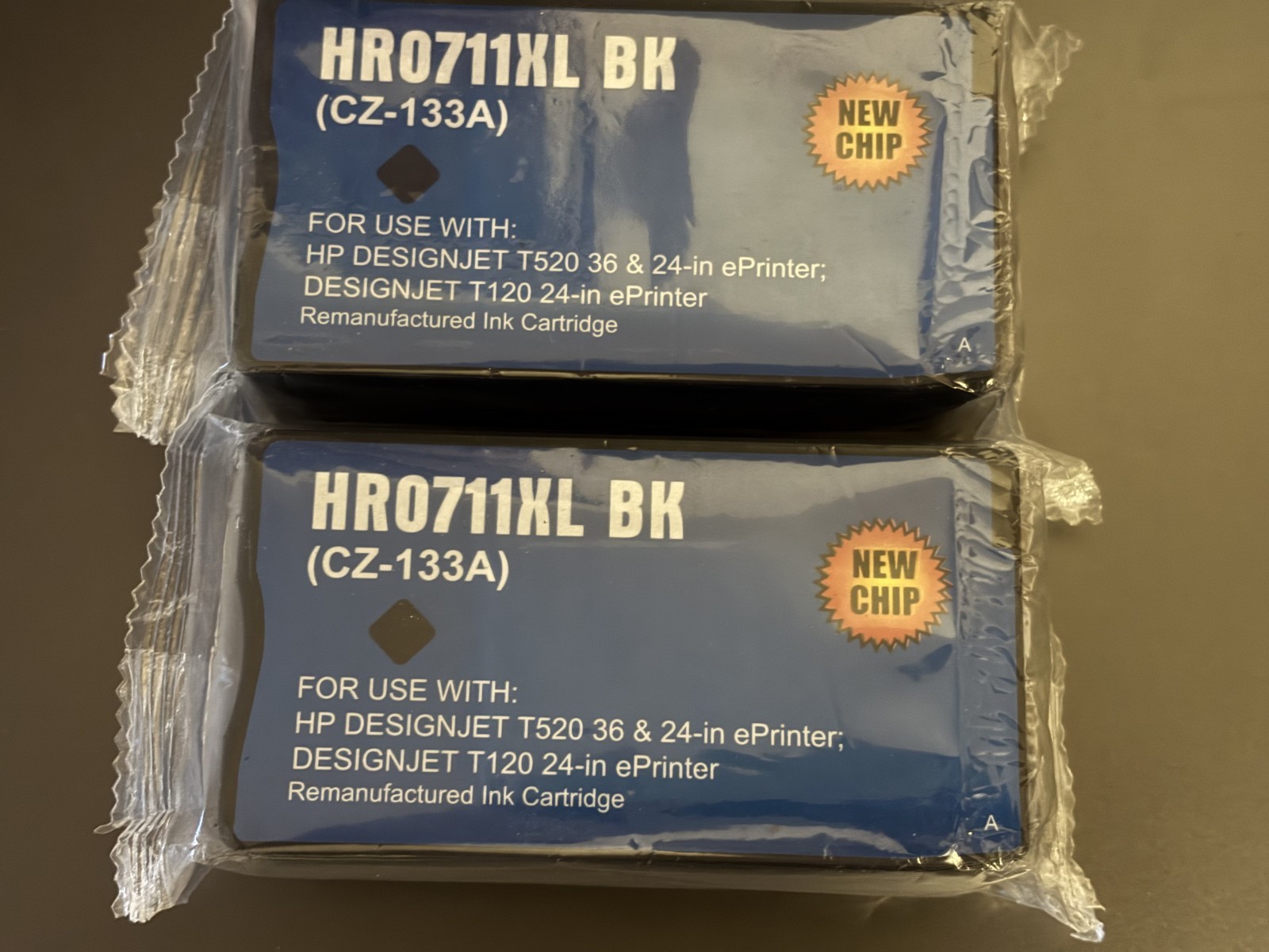 Set of 2 Black Replacement Ink Cartridges, fits HP 711XL