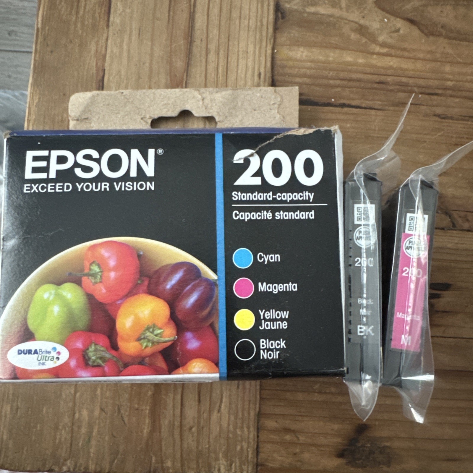Genuine Epson 200 Color Ink Cartridges Black And Magenta 2-Pack SEALED Ex 2028