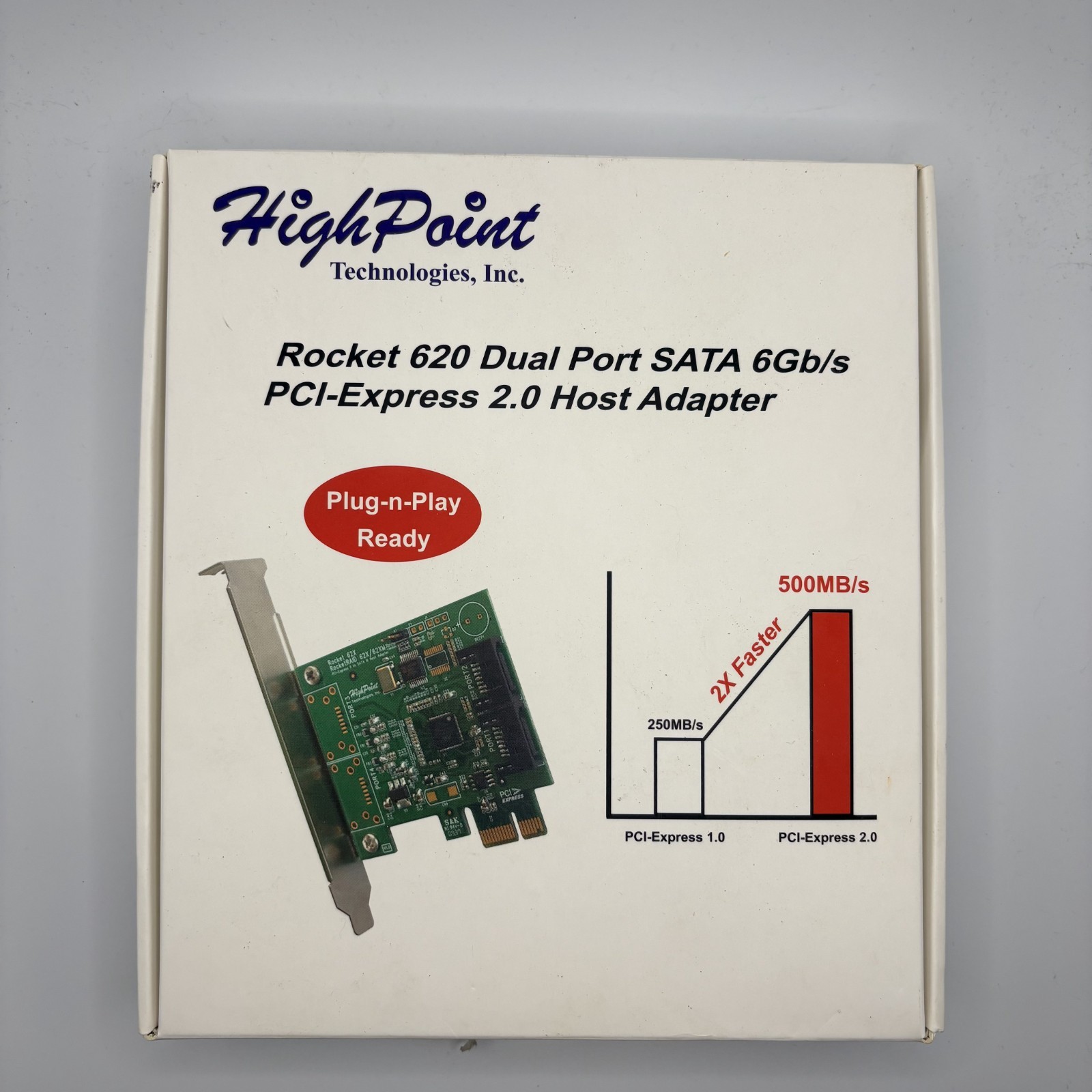 New HighPoint Rocket 620A (2 Channel) Dual Port SATA 6Gb/s PCI-E x1 Low Host