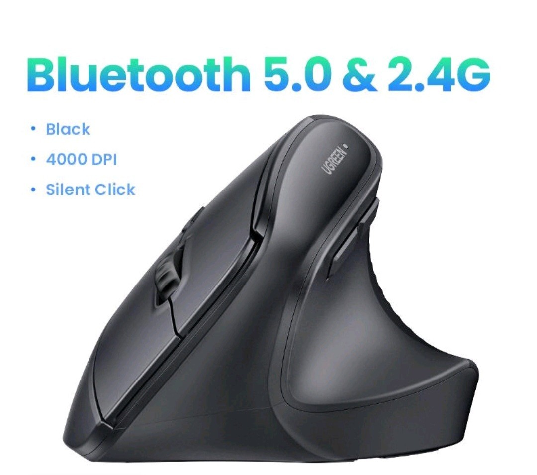 Bluetooth Ergonomic Mouse - Black-  2.4GHz wireless/ Bluetooth 