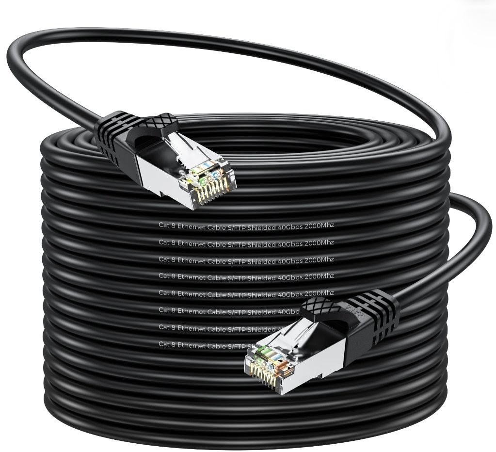 100Ft CAT 8 Ethernet Cable Heavy-duty High Speed 40Gbps 2000Mhz 