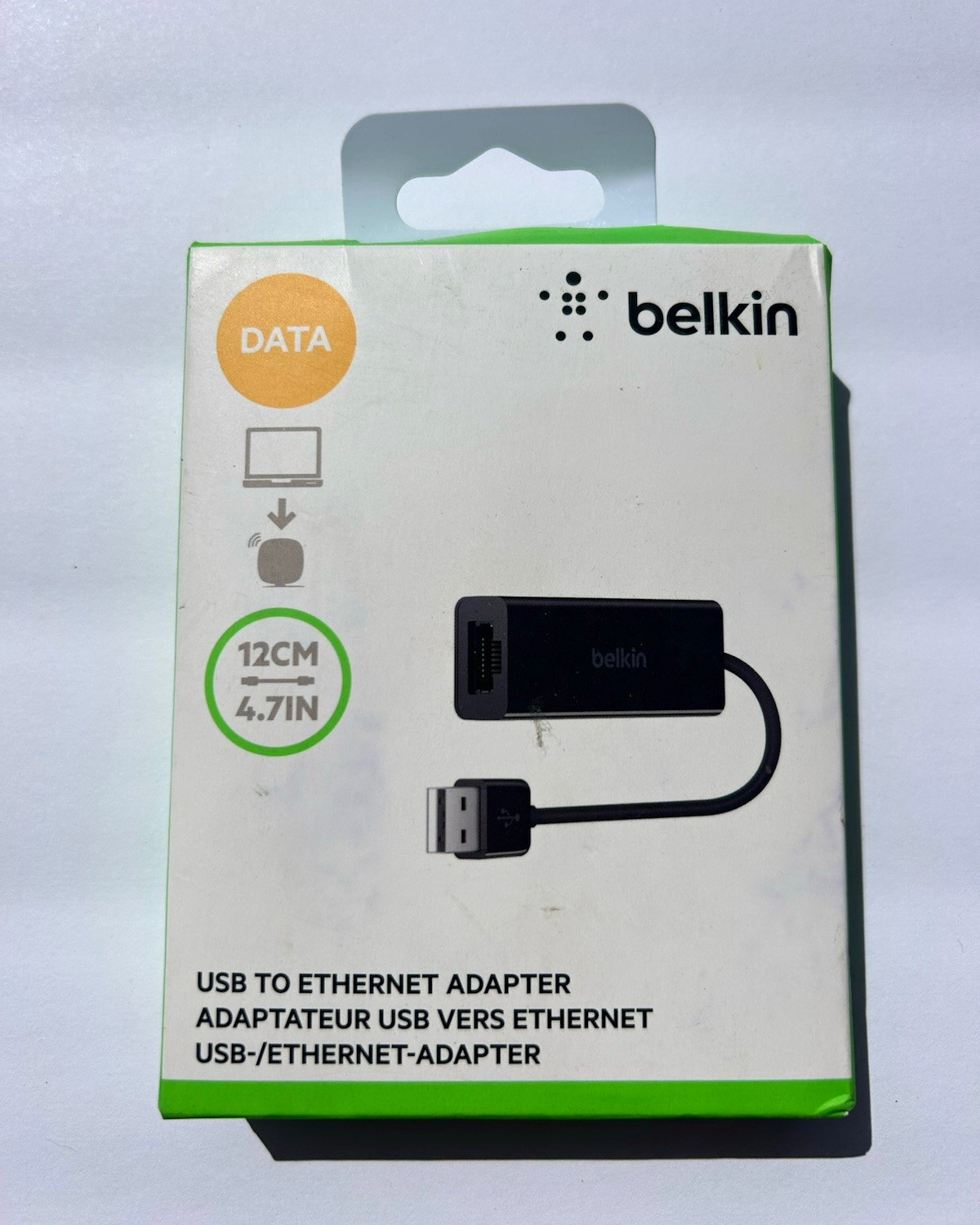 Belkin USB-C to RJ-45 Ethernet Adapter Black 4.7in Portable F2CU040BTBLK