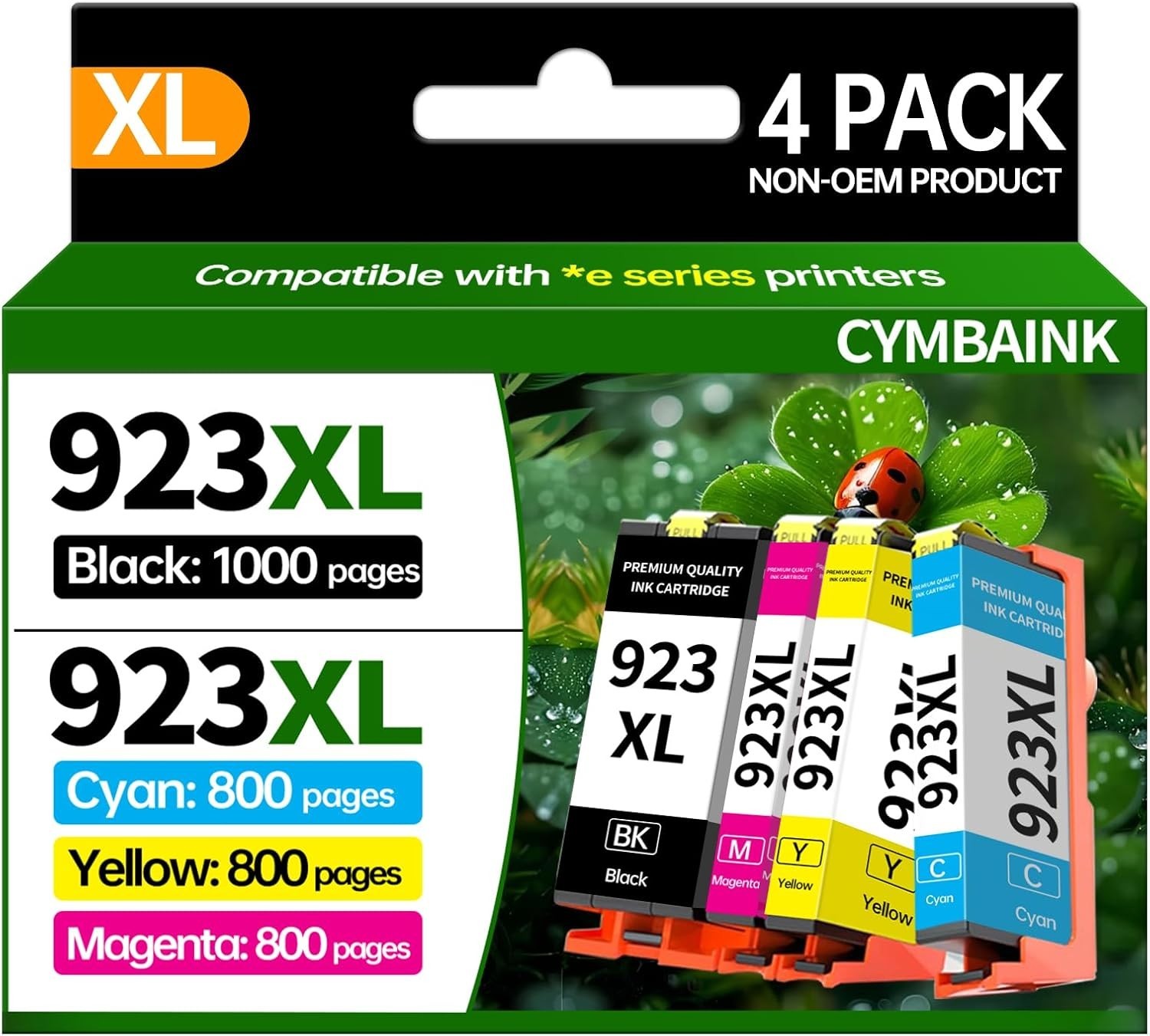 CYMBAINK 4Pack 923XL Ink Cartridge High Yield With Chip For OfficeJet 9110 9110b