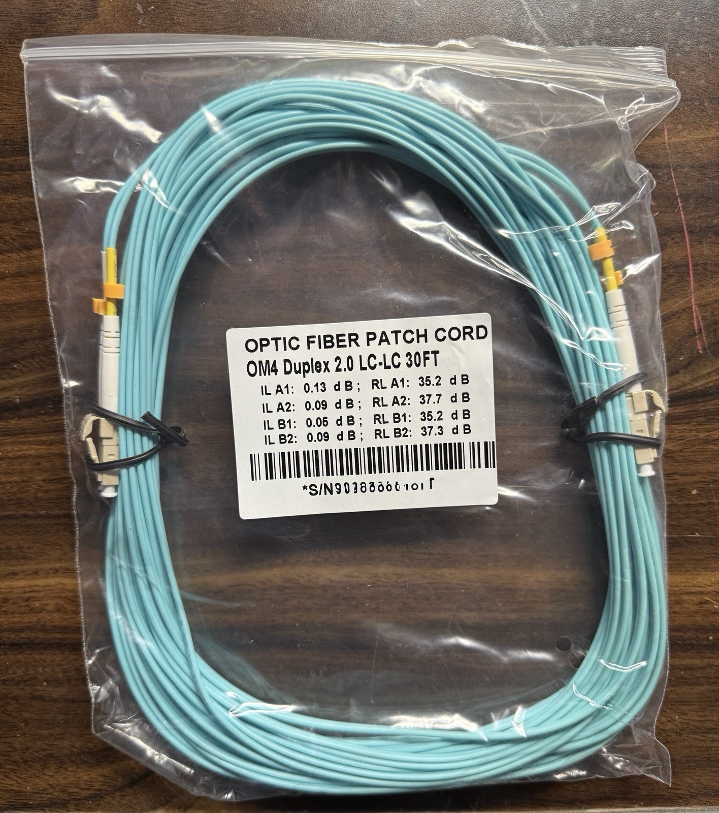 OM4 LC to LC Fiber Optic Patch Cable Multimode Duplex Aqua 50/125 SC ST 30ft