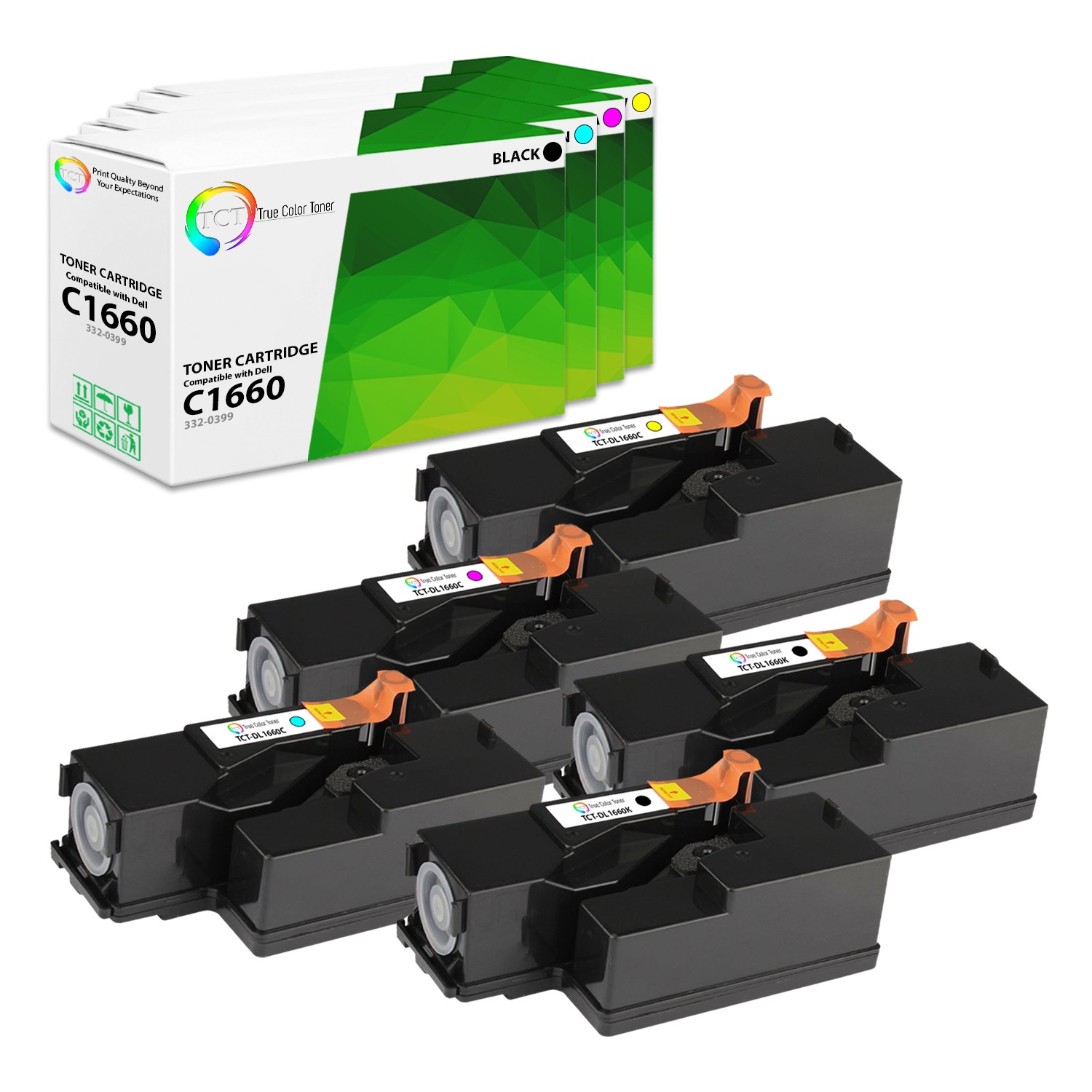 TCT 5PK C1660 Color Toner Cartridge Set For Dell C1660 C1660w C1660cnw