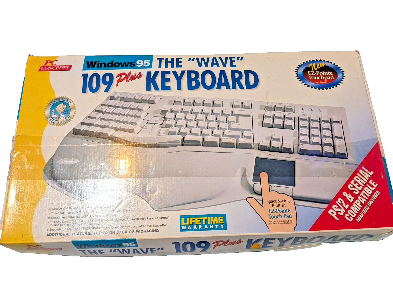 NOS Open Box PC Concepts Wave 109 Plus Keyboard Touchpad Windows 95 w/ Drivers