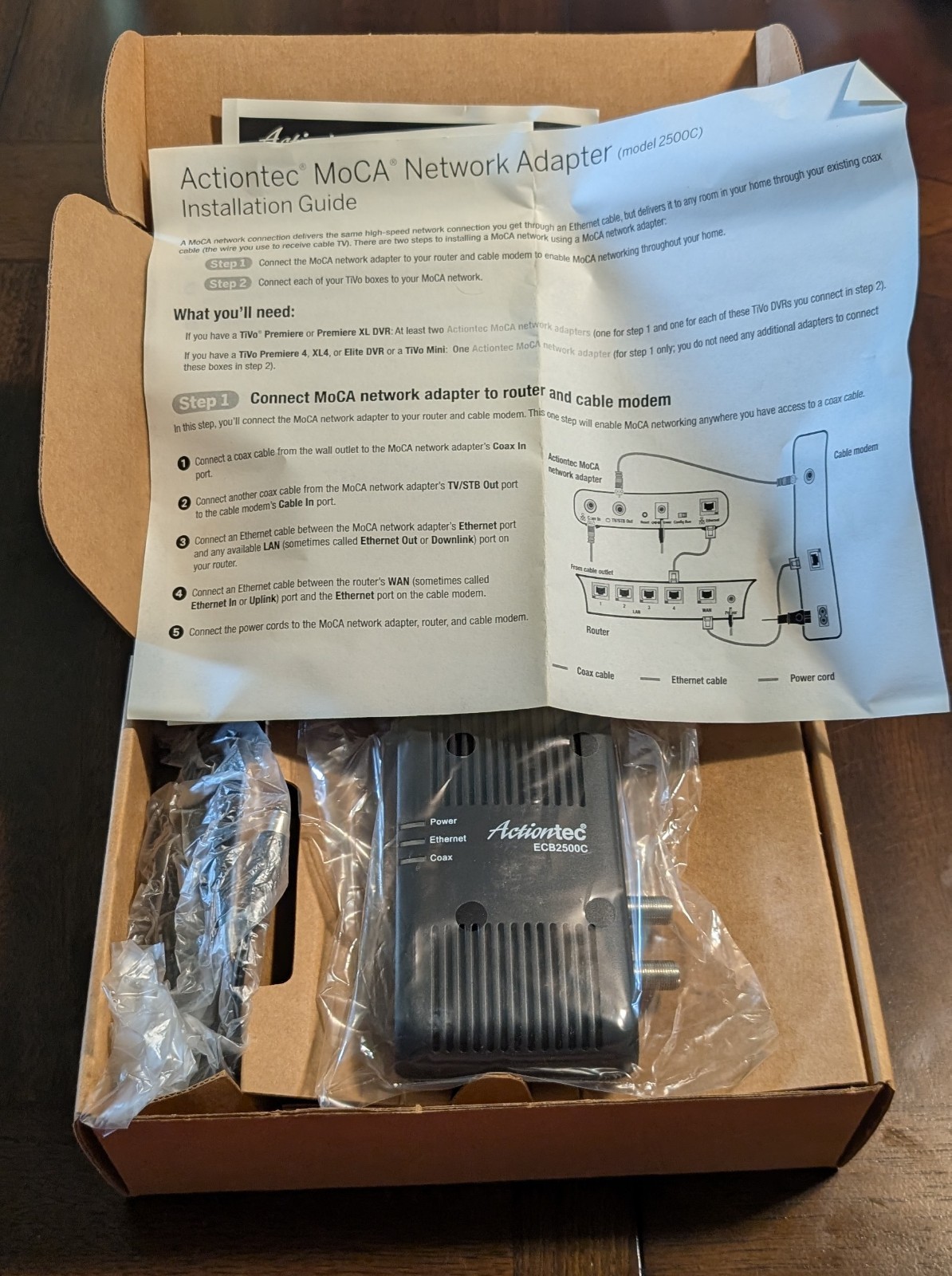 New Actiontec ECB2500C MoCA Network Adapter Coax to Ethernet