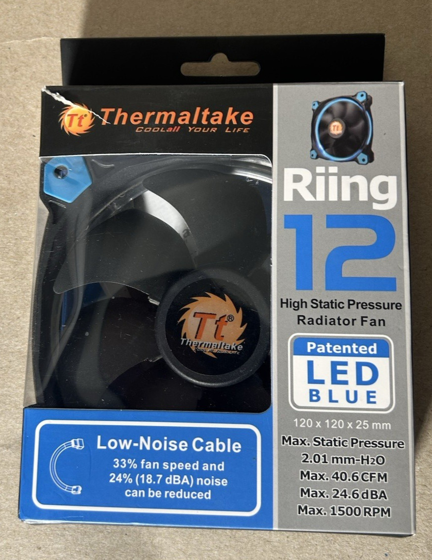 Thermaltake Riing 12 120mm Blue LED Fan High Static Pressure 3-Pin CL-F038