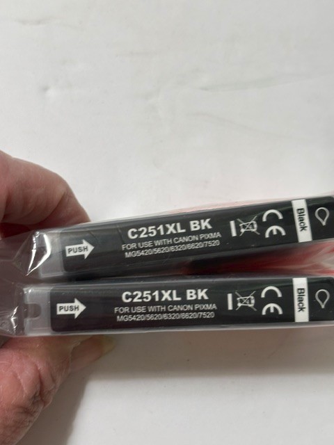 Printer Ink C251XL  Black For Canon Pixma Lot Of 2