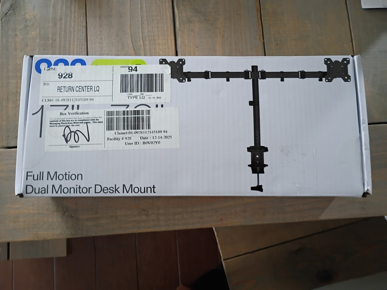 Onn Full Motion Dual Monitor Desk Mount 13-32 Inch VESA C-Clamp Rotate Tilt Swiv