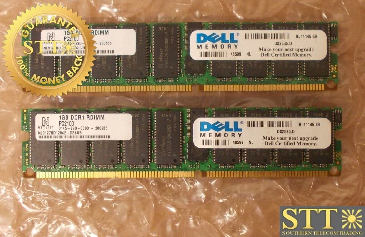 NL9127RD12042-D21JIB NETLIST 1GB PC2100 DDR-266MHZ REG ECC DIMM (LOT OF 2)