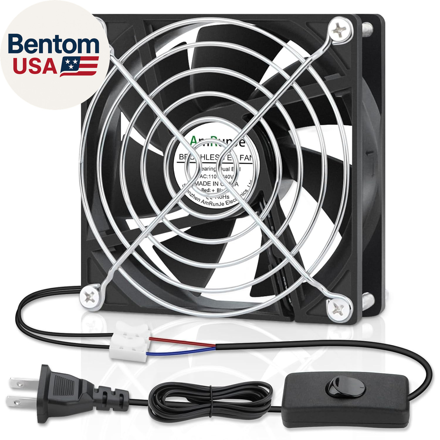 EC Cooling Fan 110V 115V 120V 220V 240V 92Mm X 25Mm AC High Speed Dual Ball Bear