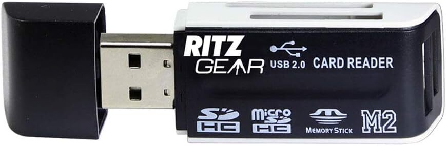 Ritz Gear Dual USB SD Card Reader 4-in-1 SD Memory Card Reader USB 2.0