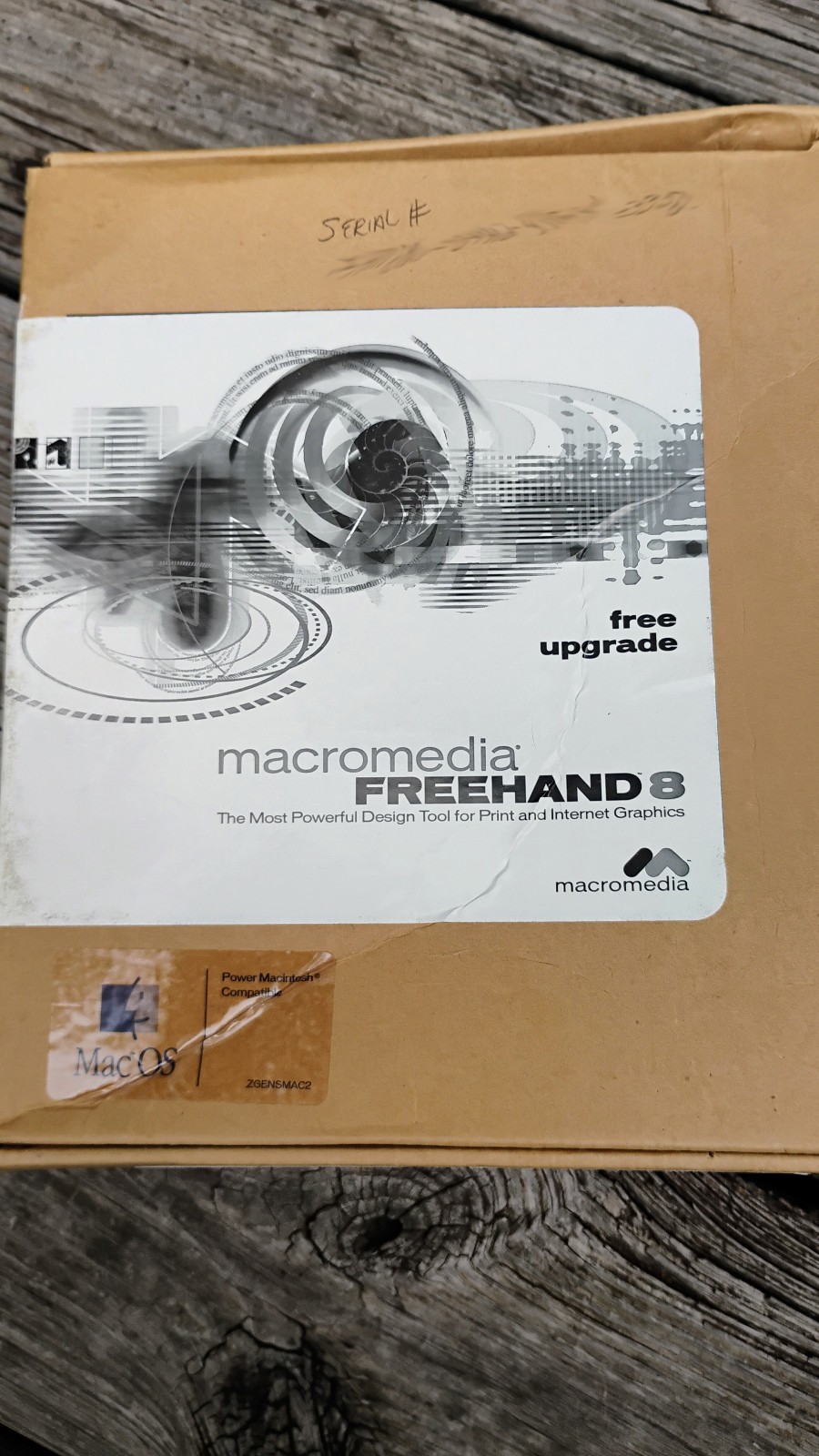 Macromedia Freehand 8 Free Upgrade for Macintosh- CD, Serial Number Vintage