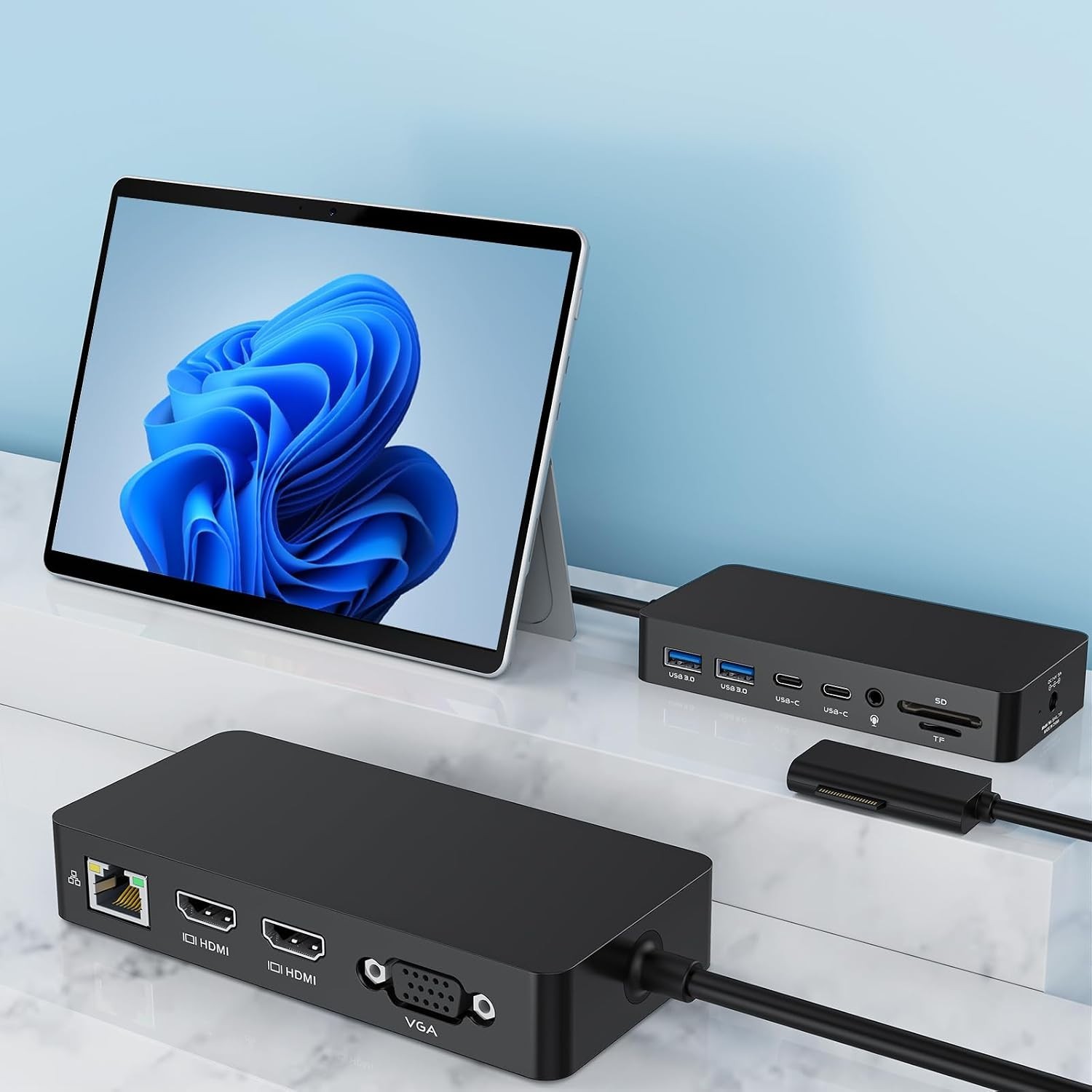 Microsoft Surface Dock Triple Displays Dual HDMI+VGA with Power Adapter,12 in 1 