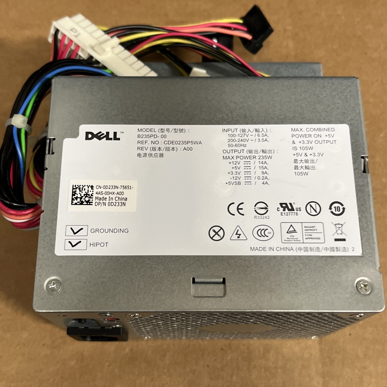 Dell Optiplex 360,380 Desktop Computer Power Supply 235W 0M618F 0M619F 0D233N