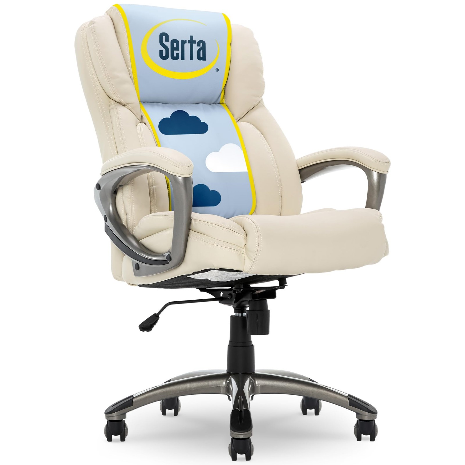Executive Office Chair Ergonomic Lumbar Support Leather 43520B Serta
