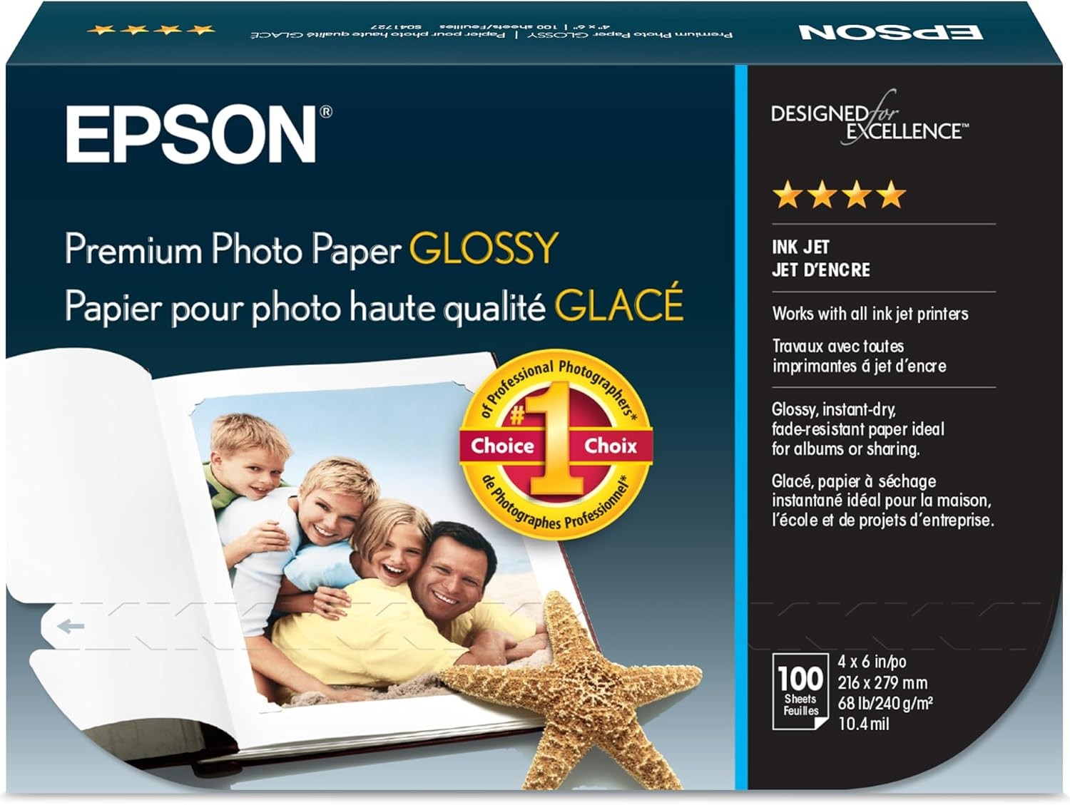 Premium Photo Paper Glossy 4x6 100 sheets S041727