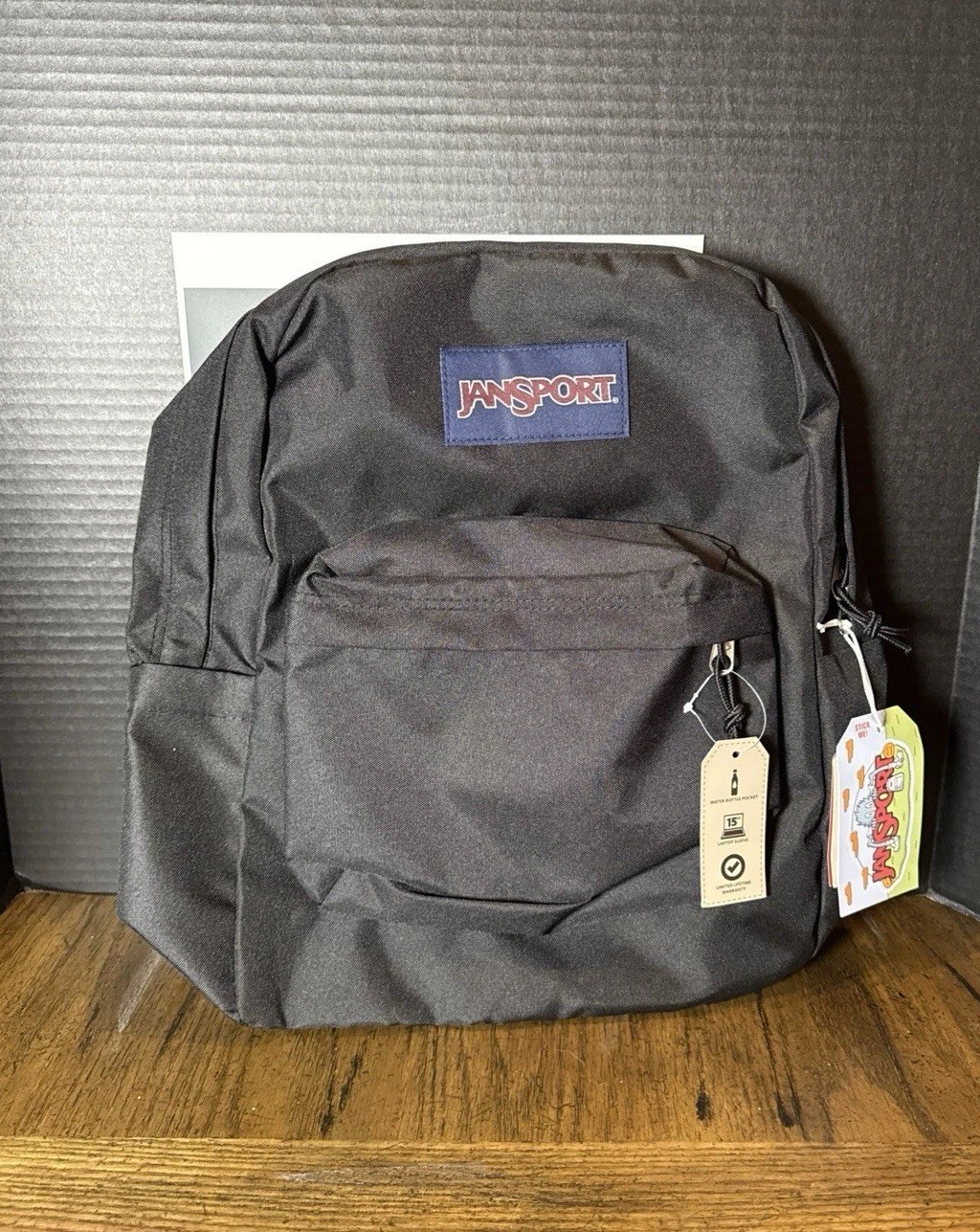 JanSport Cross Town Plus 17" Backpack Black New With Tags