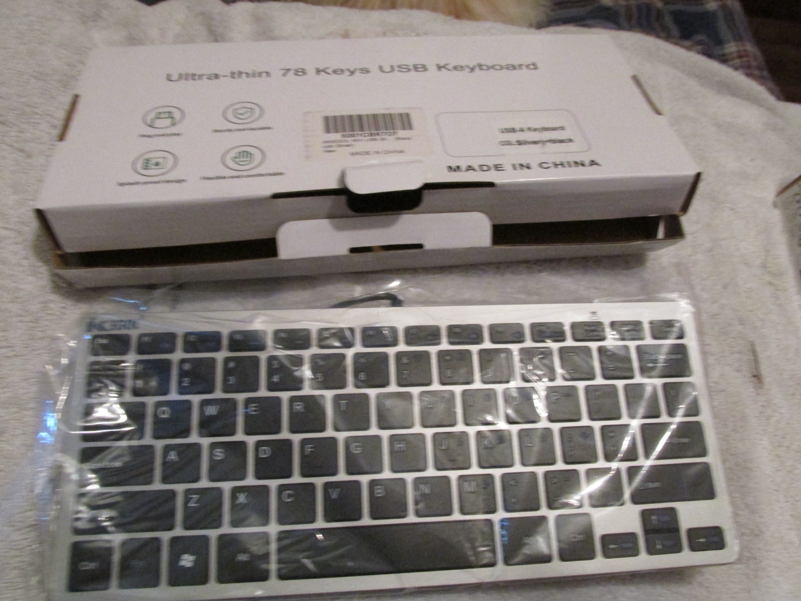 Ultra Thin Mini USB Wired Compact Keyboard for PC Mac Laptop 78 Key Silver Black