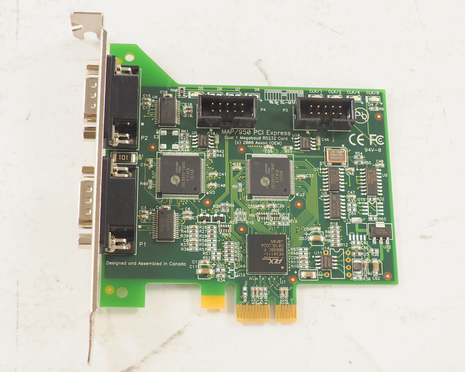 AXXON IC0684KB REV. A MAP/950 PCI Express Dual 1 Megabaud RS232 port Card 