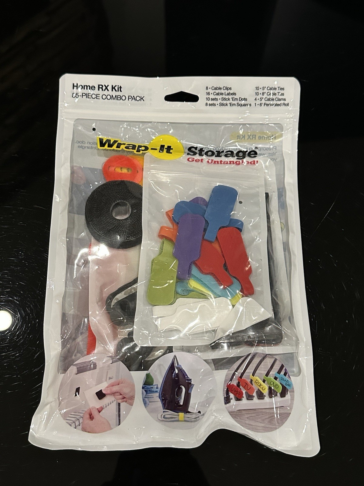 Wrap It Storage 85 Pc Combo Pk Cable Clips, Labels, Ties, Clams & More NEW
