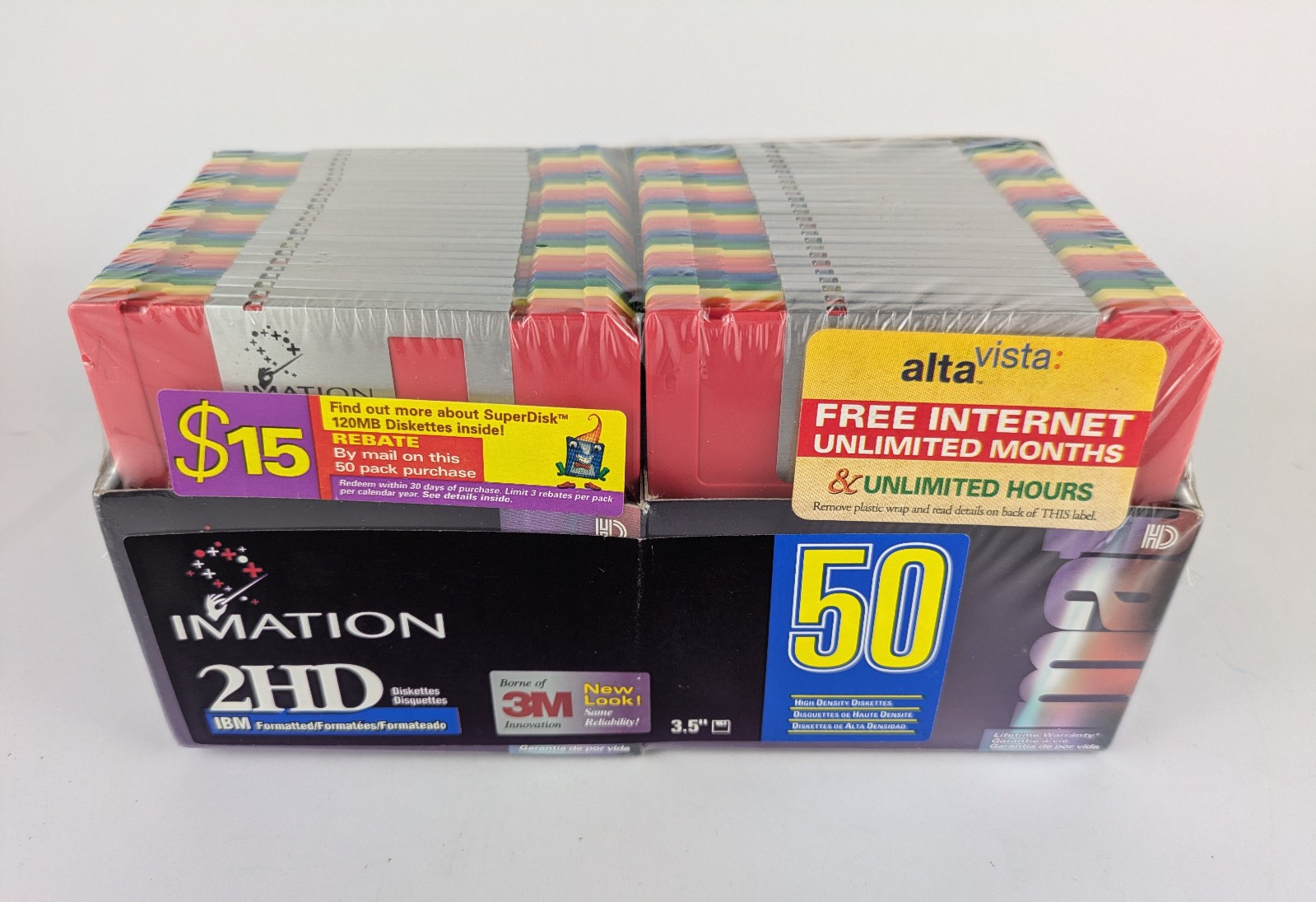 Imation 2HD 3.5" Floppy Diskettes 50-Pack 1.44MB New Sealed