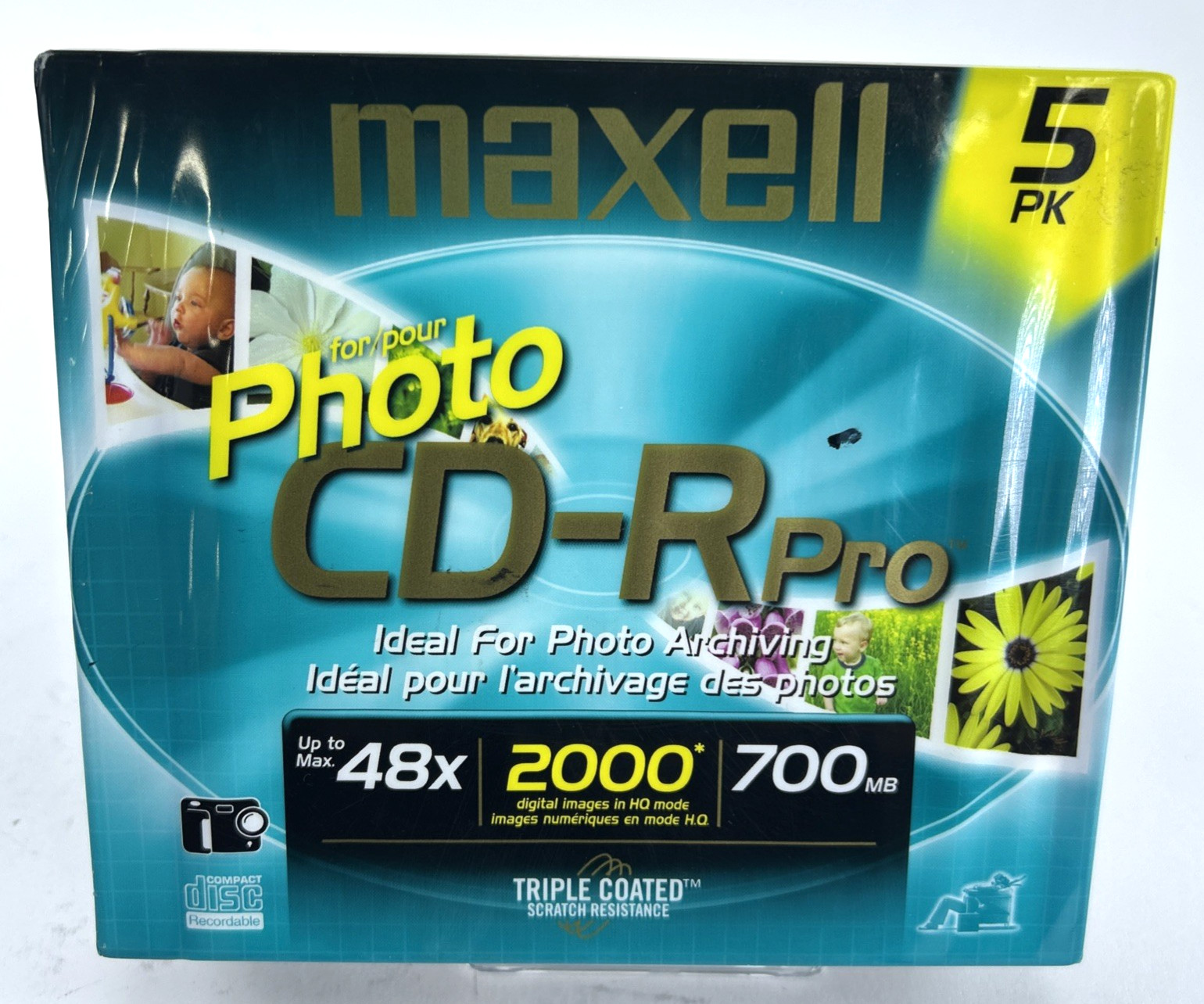 MAXELL Photo CD-R Pro, 48x, 2000 Digital Images, 700MB, 5 Pack Brand New Sealed