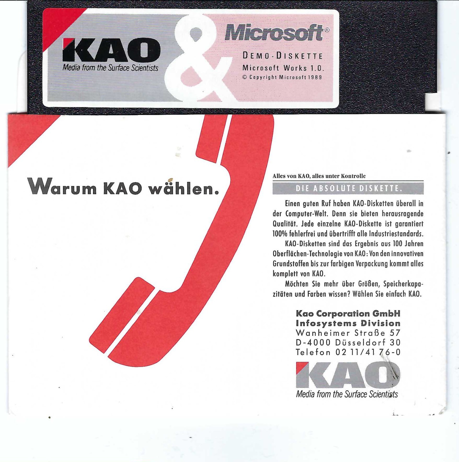 ITHistory SOFTWARE IBM   (1989)  KAO MICROSOFT Works Demo   (German) 5.25"