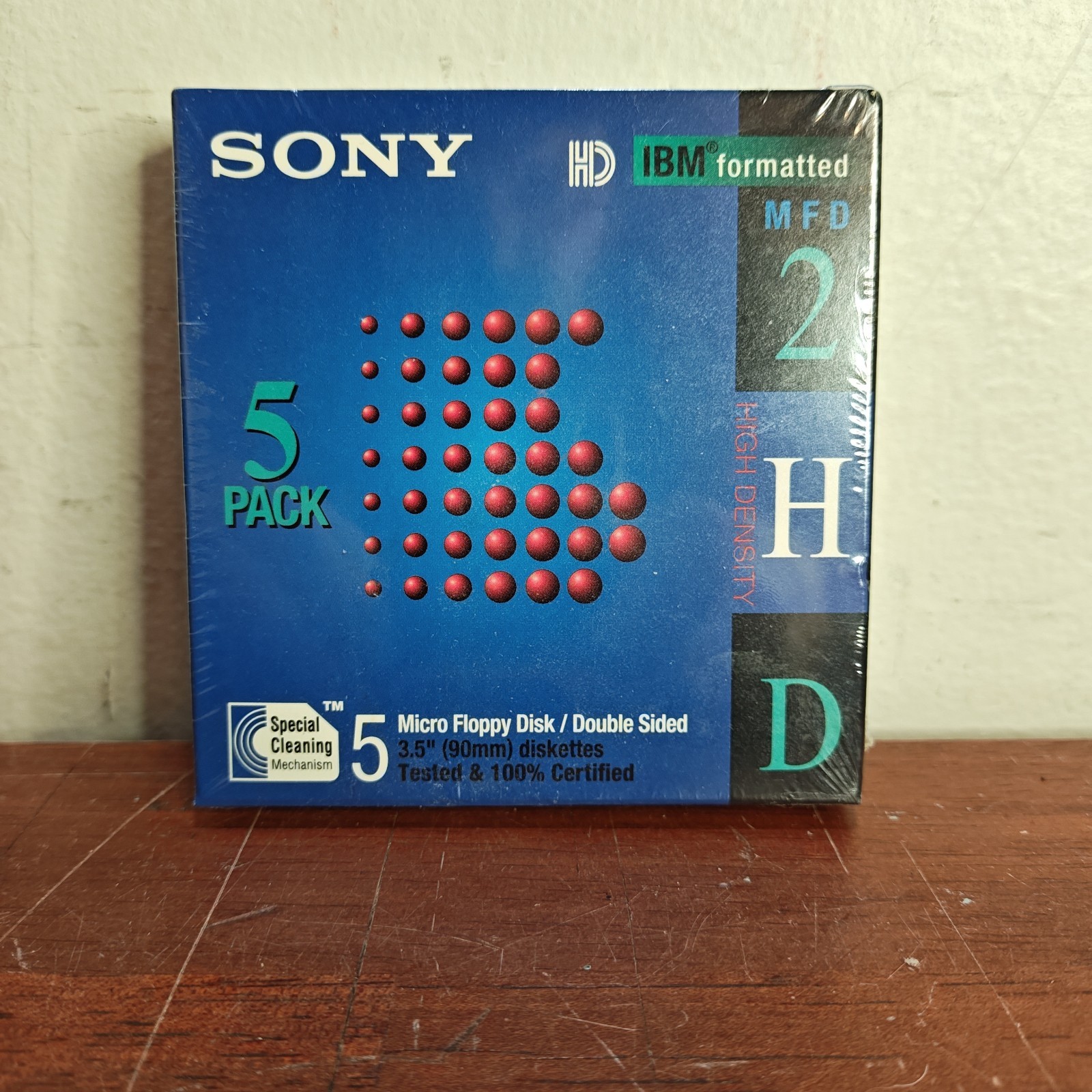 5-PACK SONY MICRO 3.5" FLOPPY DISC IBM FORMATTED DOUBLE SIDED MFD-2HD C1