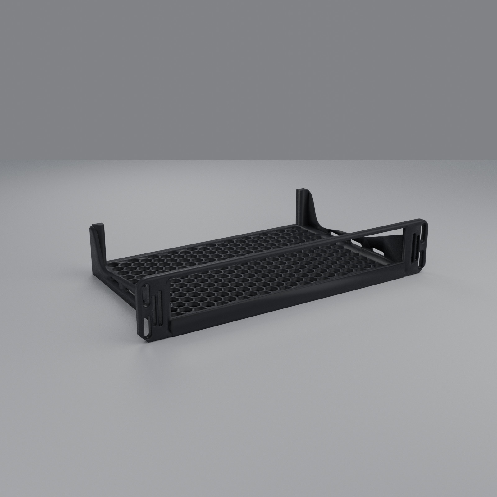 Universal 10 Inch Rack Shelf 1U Vented | mini rack homelab tray Black PETG