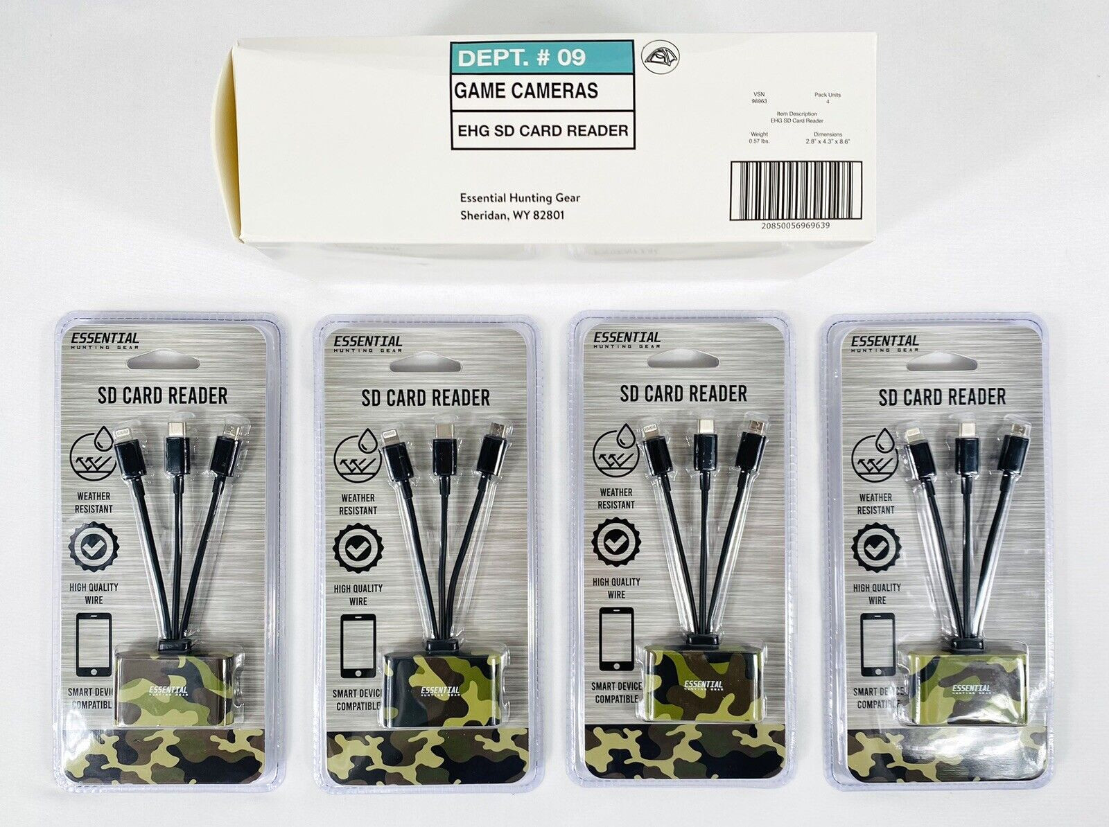 Lot of 4 - Essential Hunting Gear Compact SD Camo Card Readers - NIB