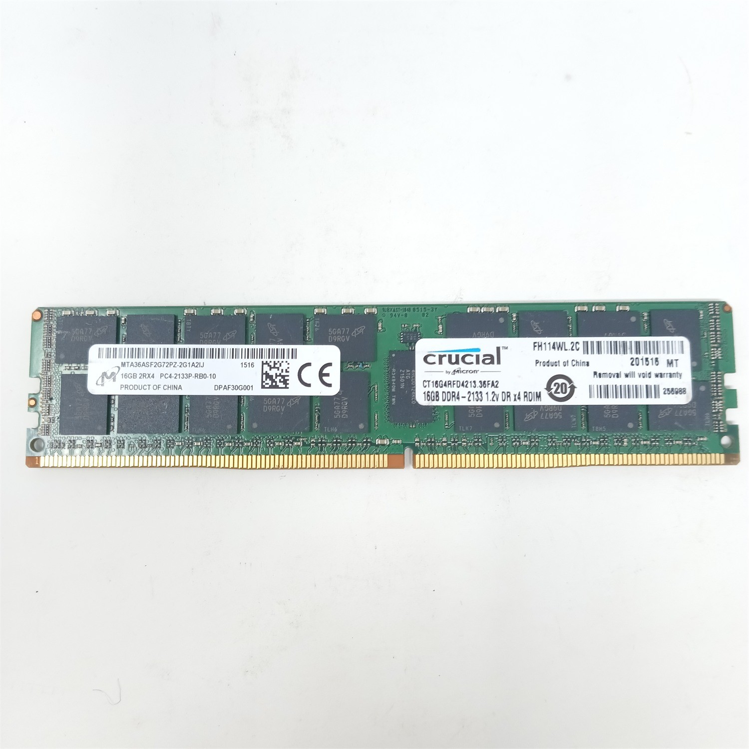 16GB 2Rx4 PC4-2133P-RB0-10 Server ECC RAM MTA36ASF2G72PZ-2G1A2J Micron