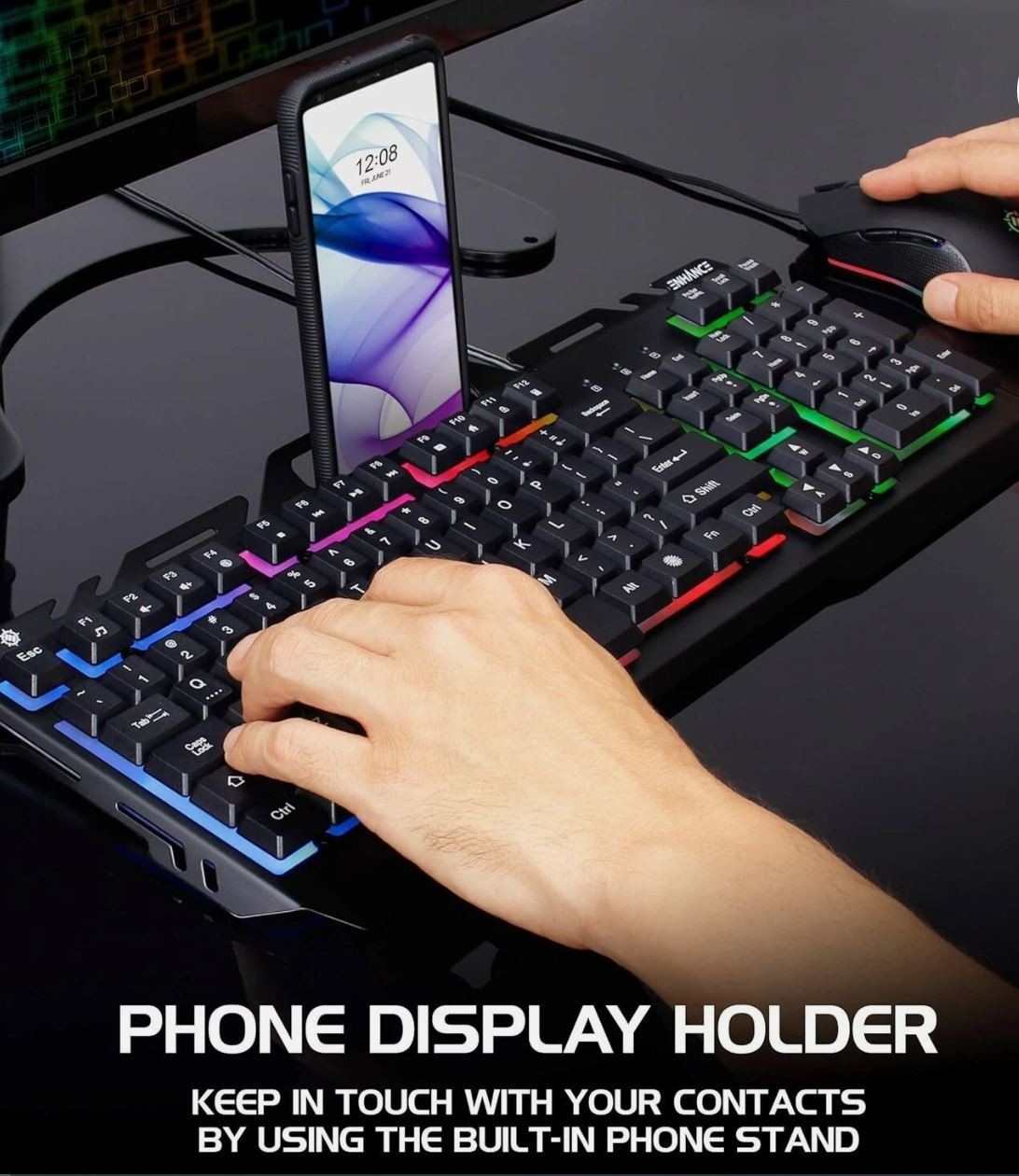 ENHANCE Infiltrate KL2 Gaming Keyboard - Backlit LED Ultra Thin Slim QWERTY USB